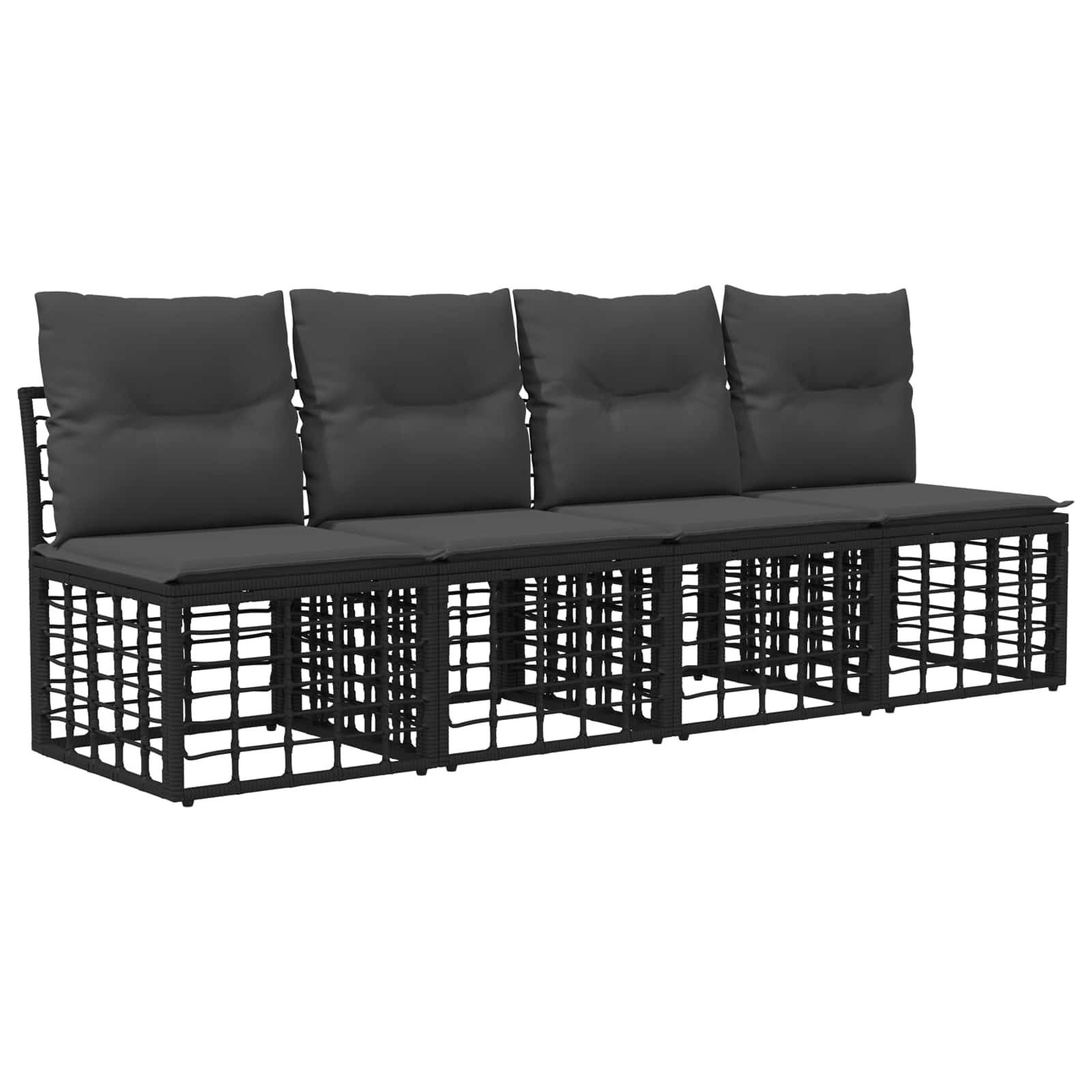 Set di divani da esterno 7 pz Nero e Grigio scuro Poliestere
