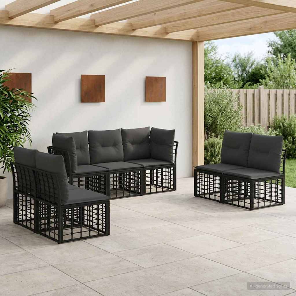 Set di divani da esterno Nero Poliestere