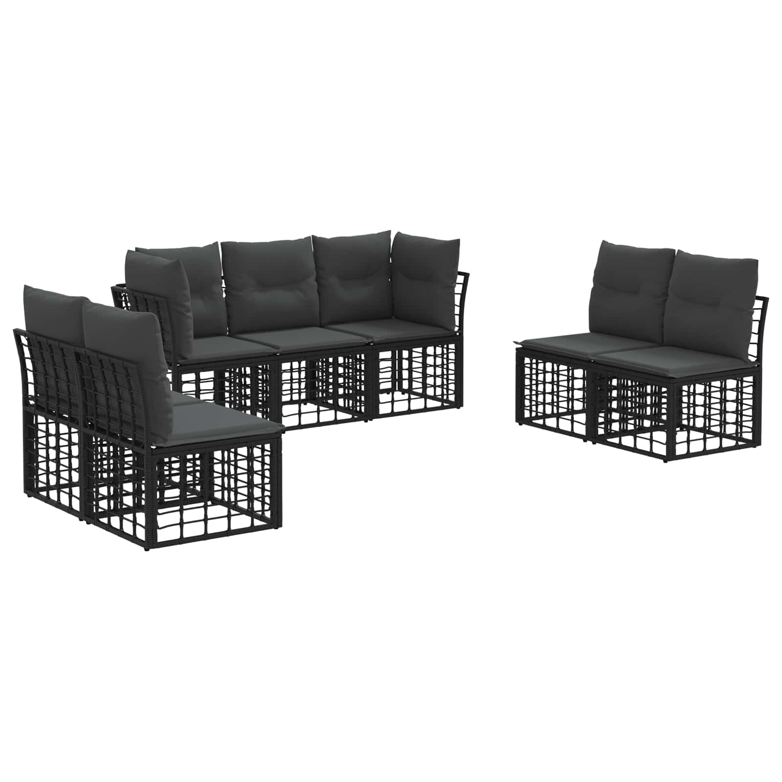 Set di divani da esterno Nero Poliestere