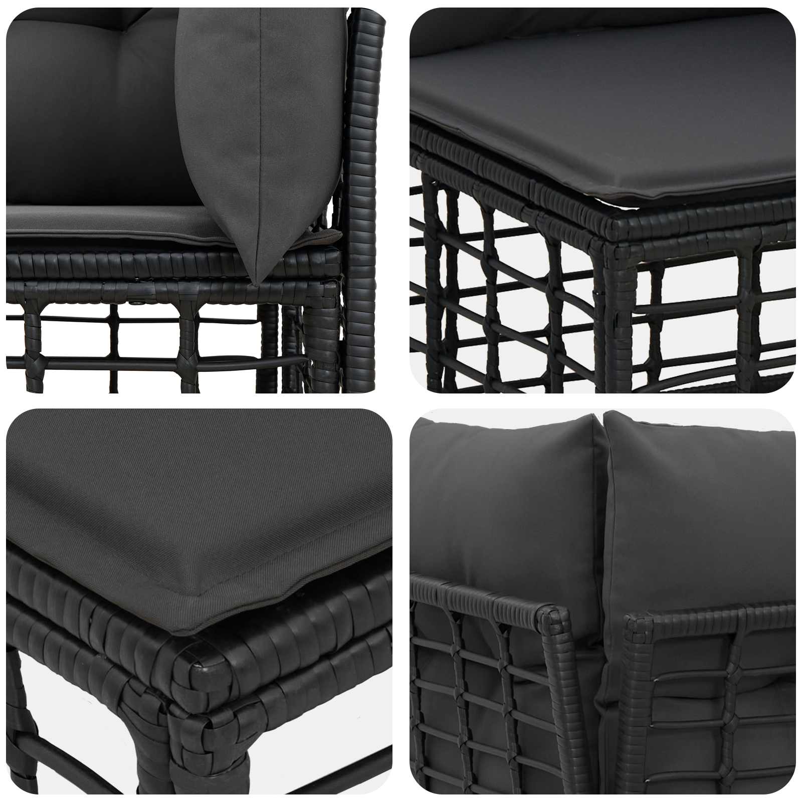 Set di divani da esterno Nero Poliestere
