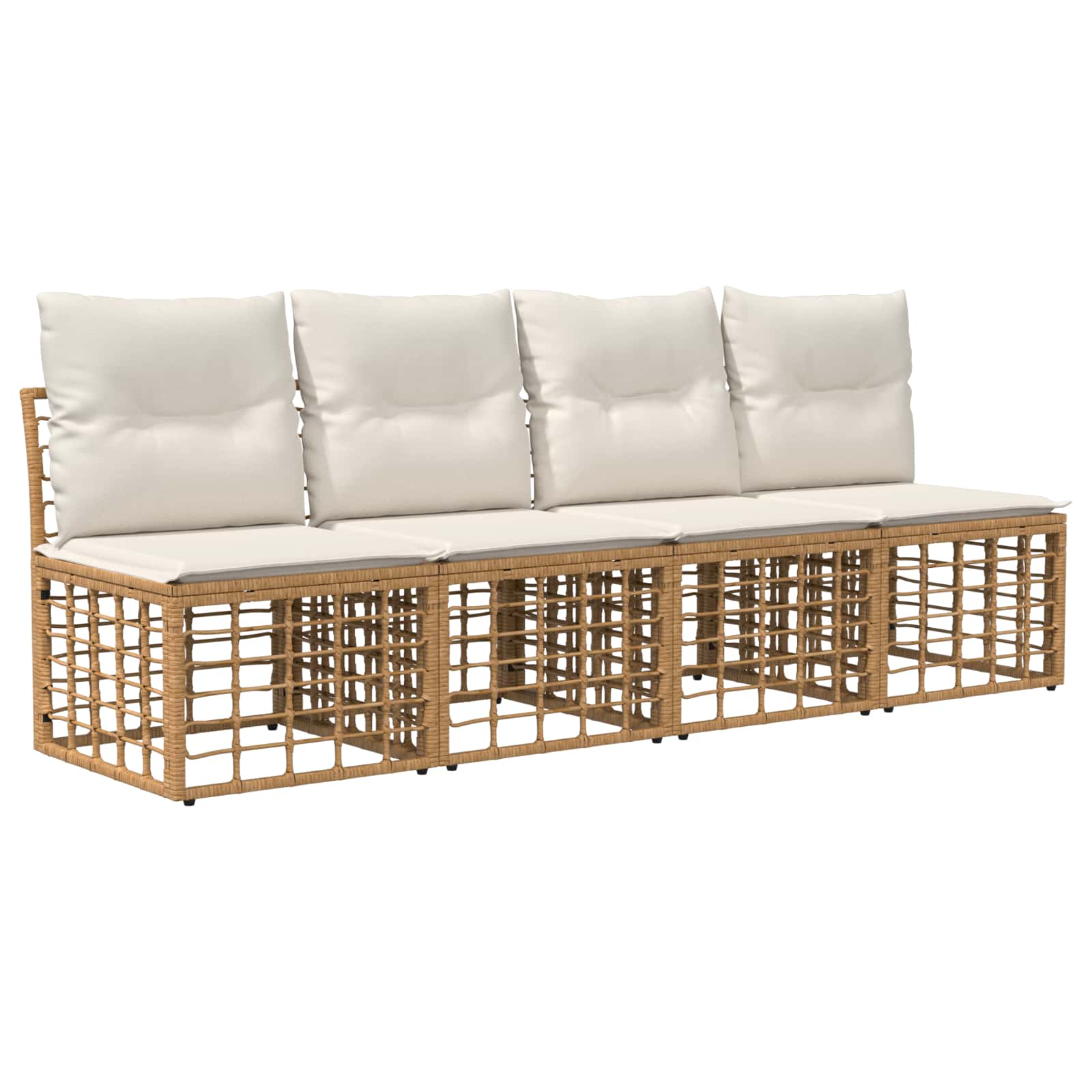 Set di divani da esterno 8 pz Naturale e Bianco Crema