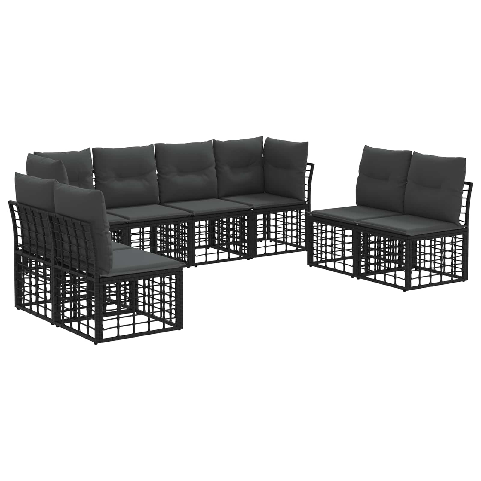 Set di divani da esterno Nero Poliestere