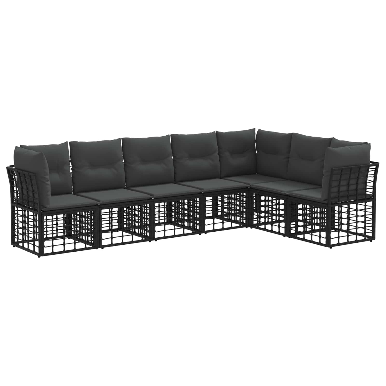 Set di divani da esterno Nero Poliestere