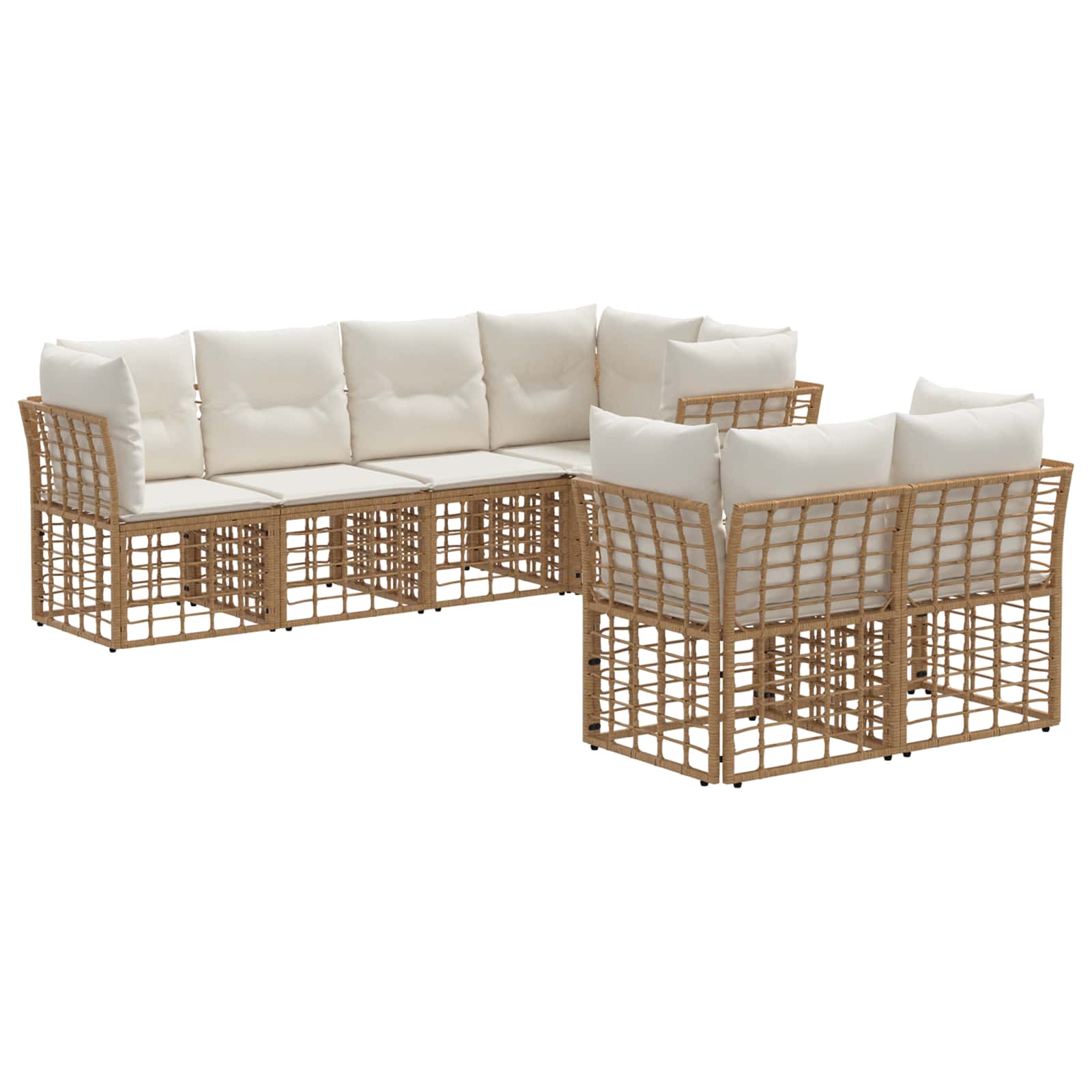 Set di divani da esterno 7 pz Naturale Poliestere