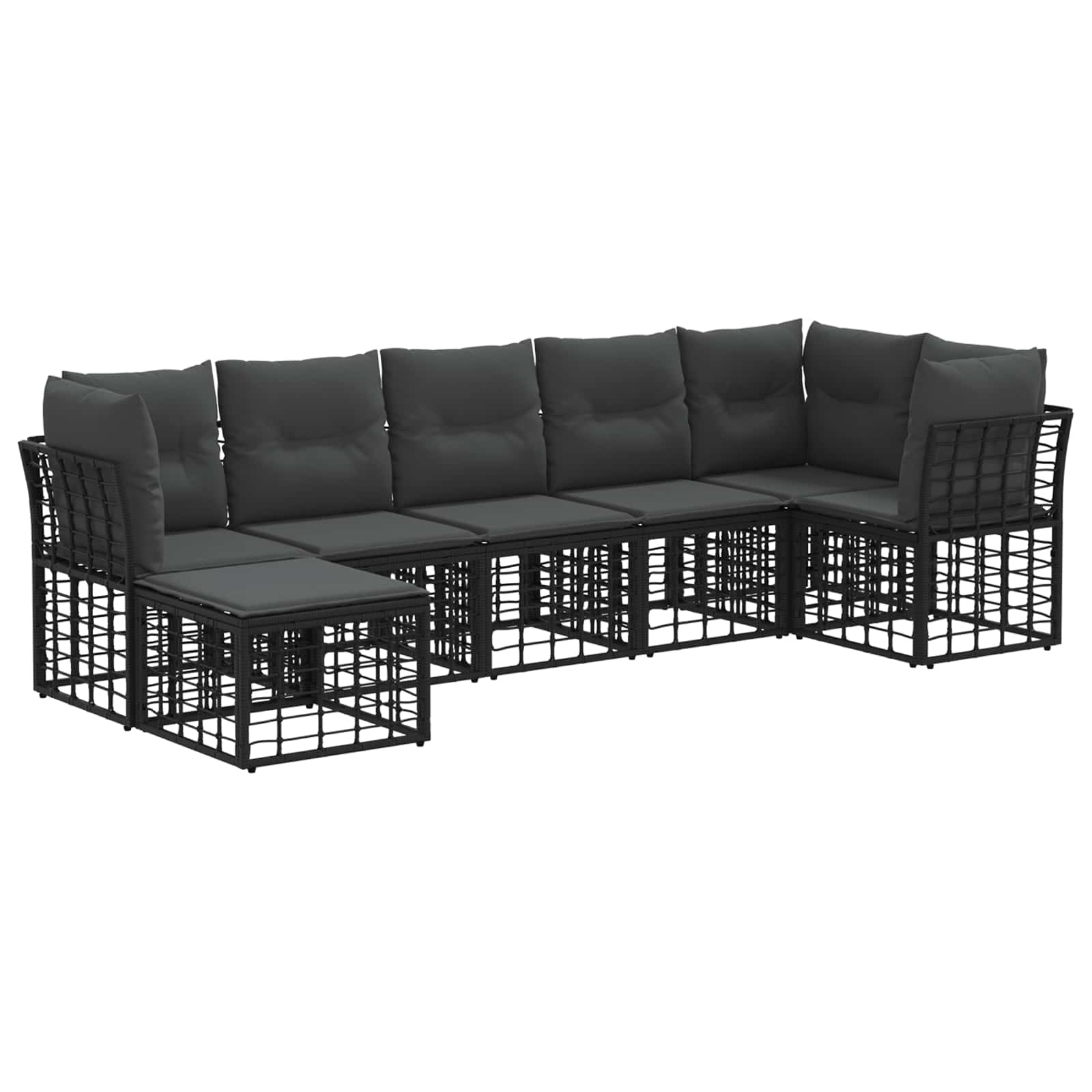 Set di divani da esterno Nero Poliestere
