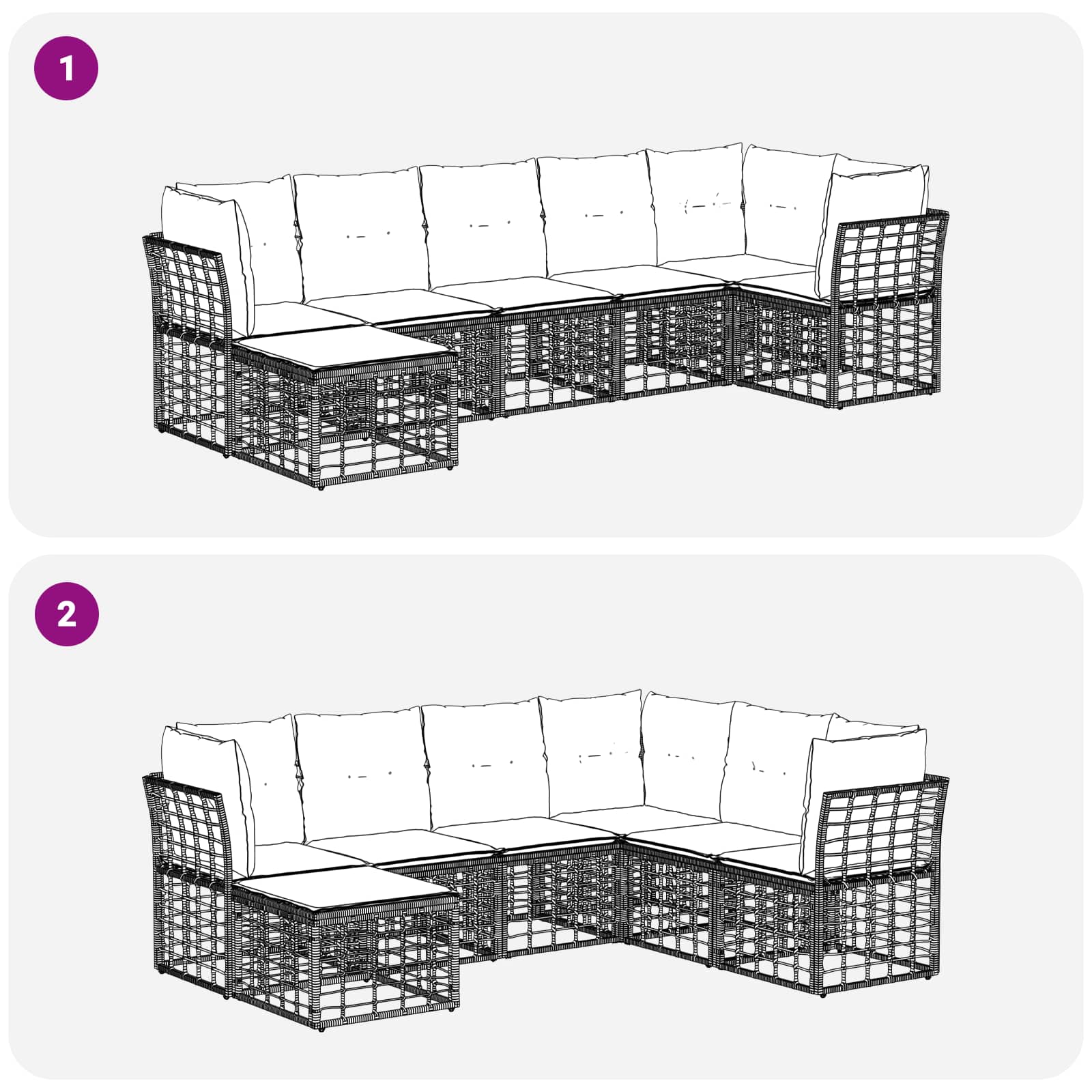 Set di divani da esterno Nero Poliestere