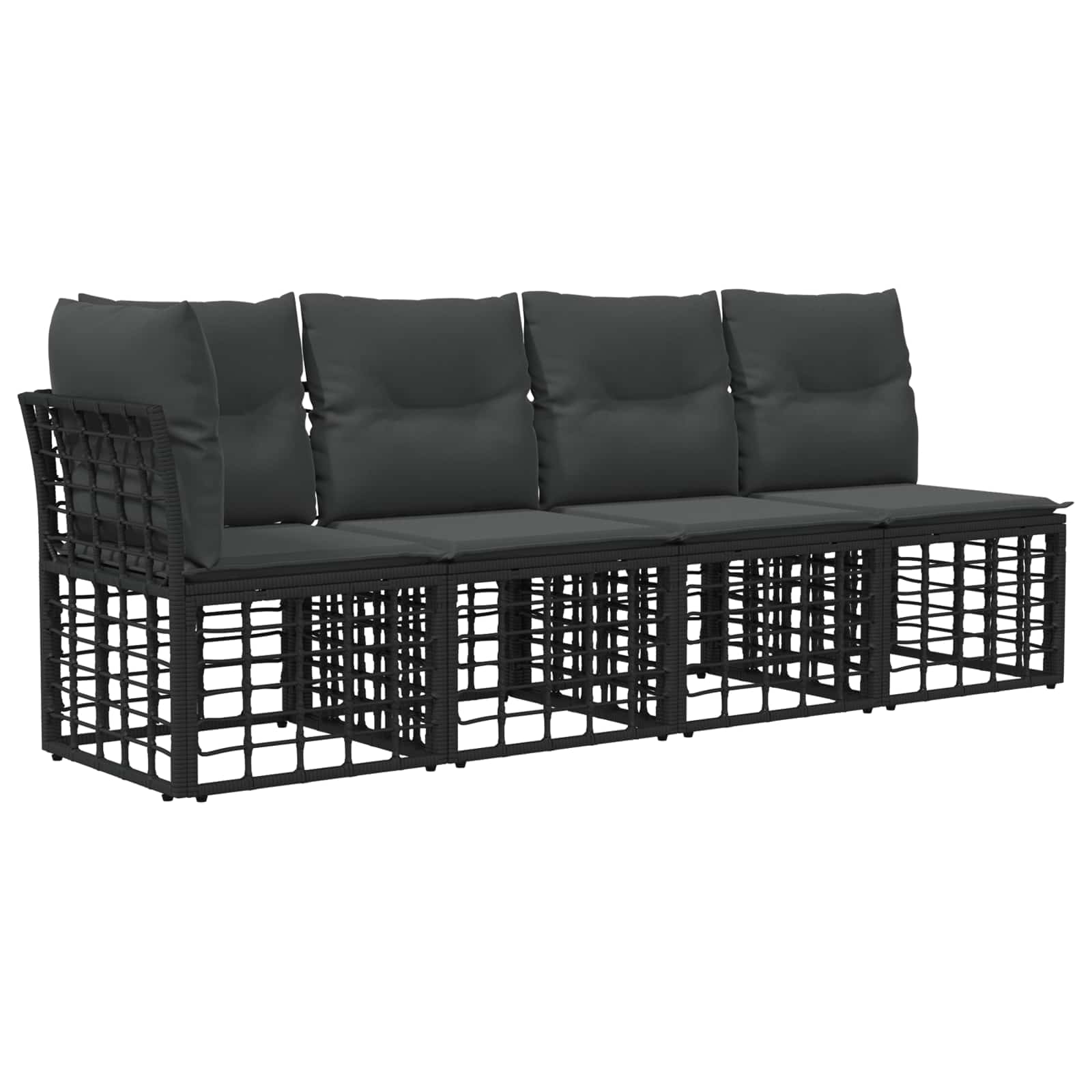 Set di divani da esterno 8 pz Nero e Grigio scuro Poliestere