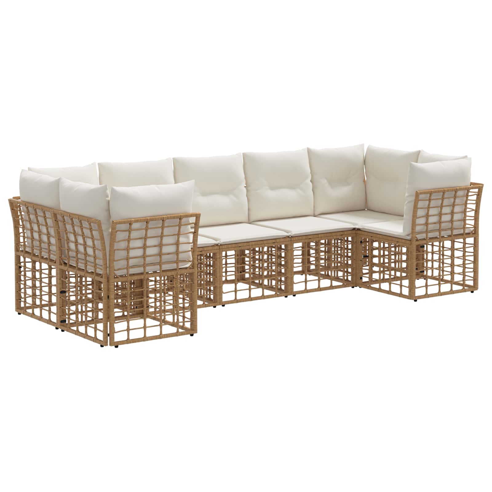 Set di divani da esterno 7 pz 7-Posti Naturale e Bianco Crema