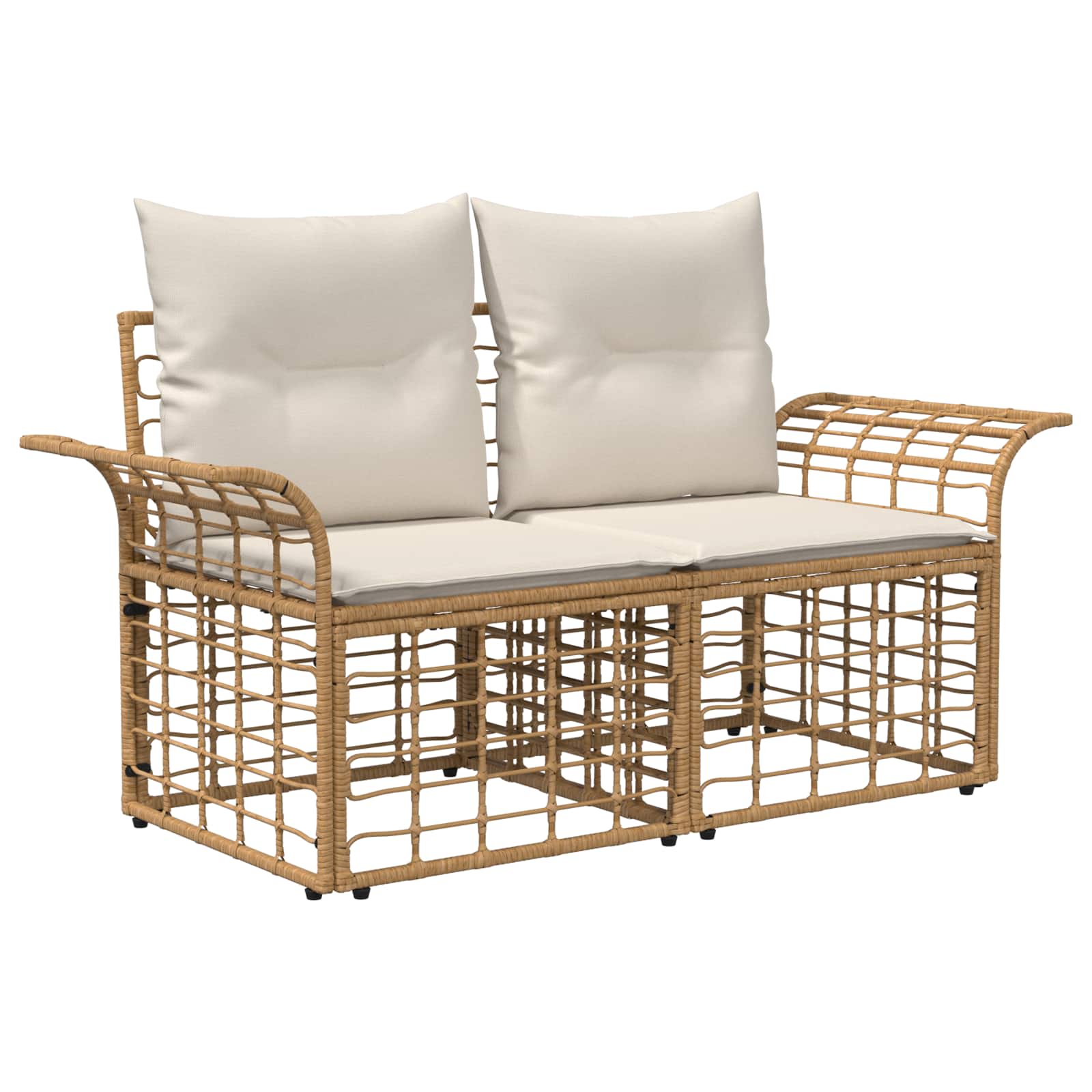 Set di divani da esterno 8 pz Naturale e Bianco Crema