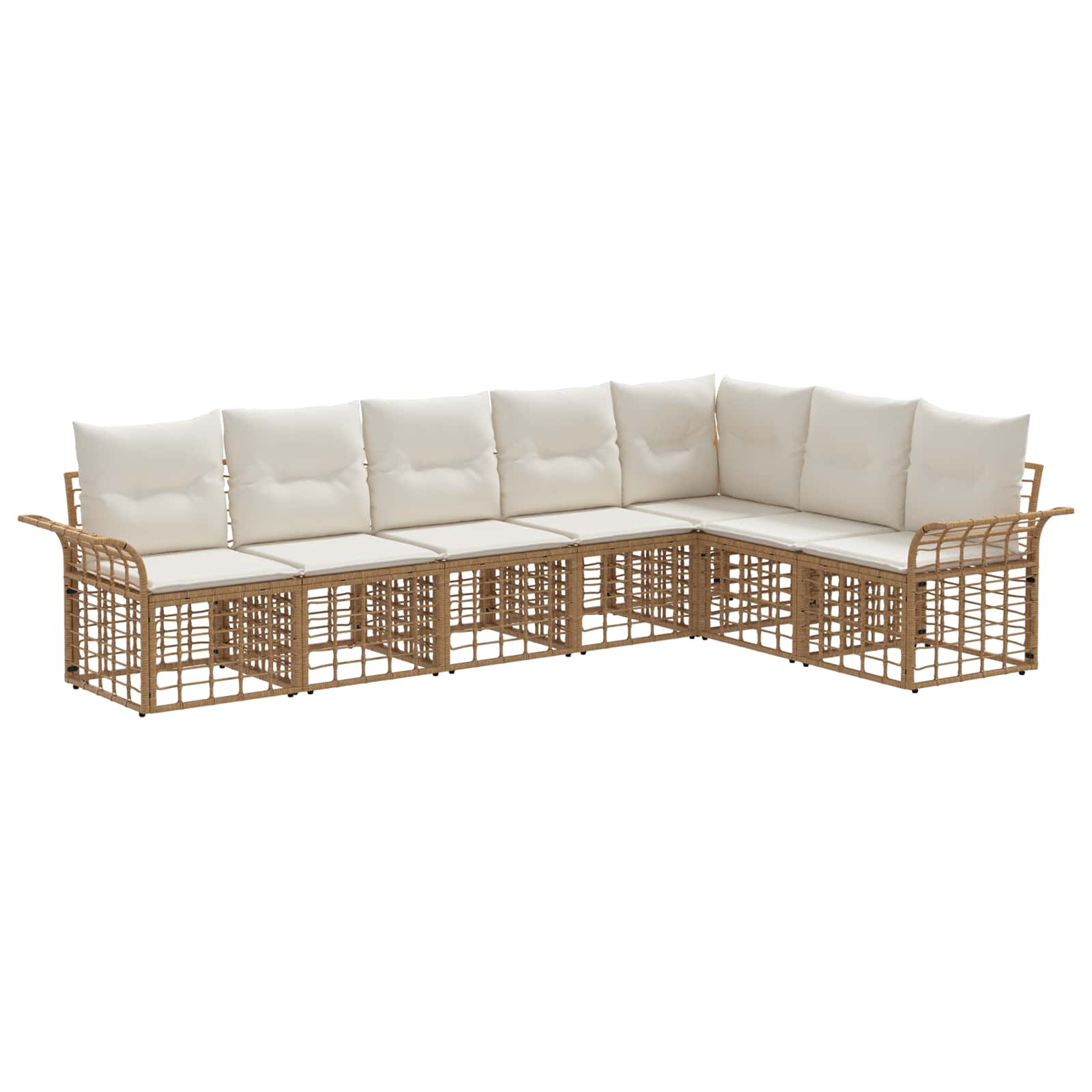 Set di divani da esterno 7 pz Naturale e Bianco Crema
