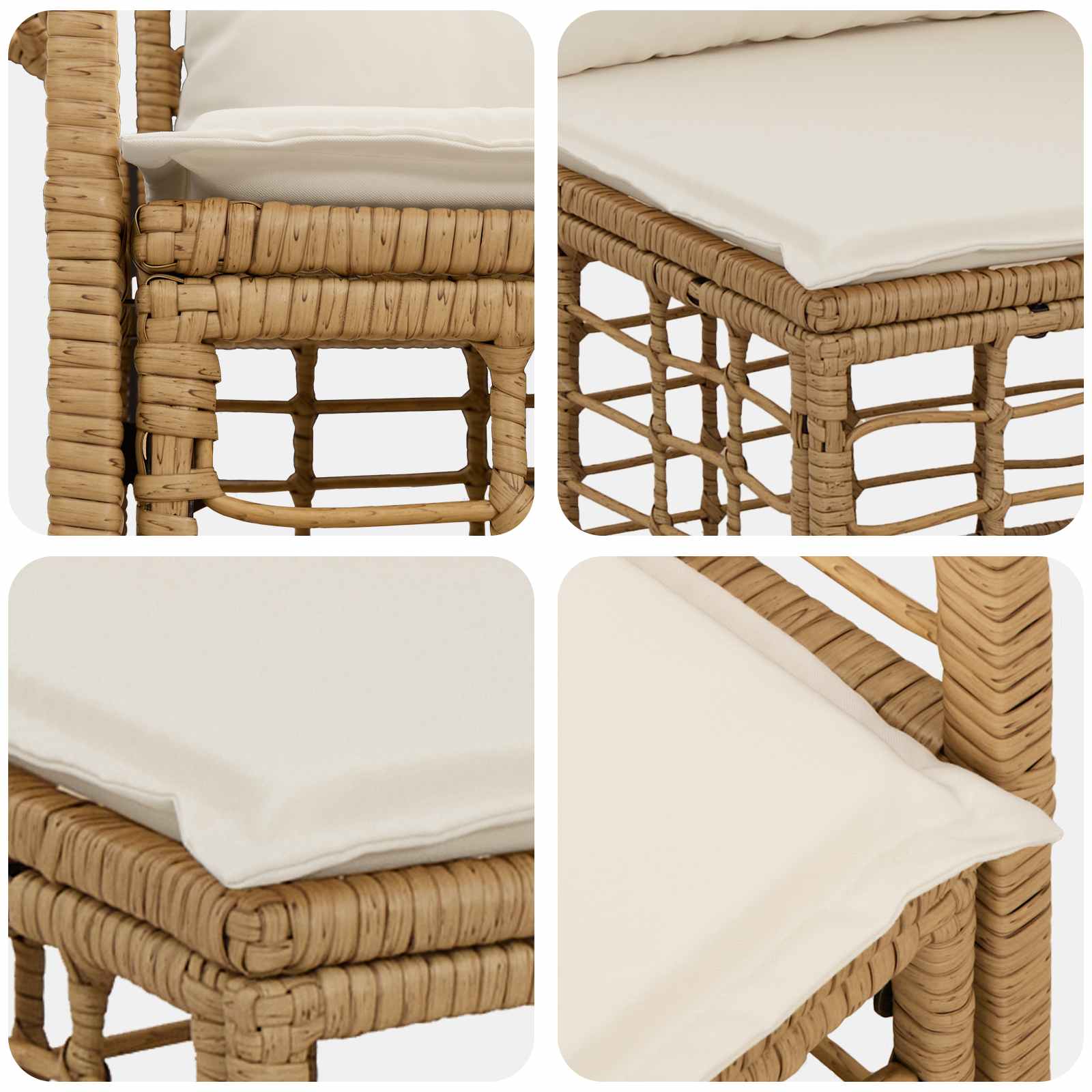 Set di divani da esterno 7 pz Naturale e Bianco Crema
