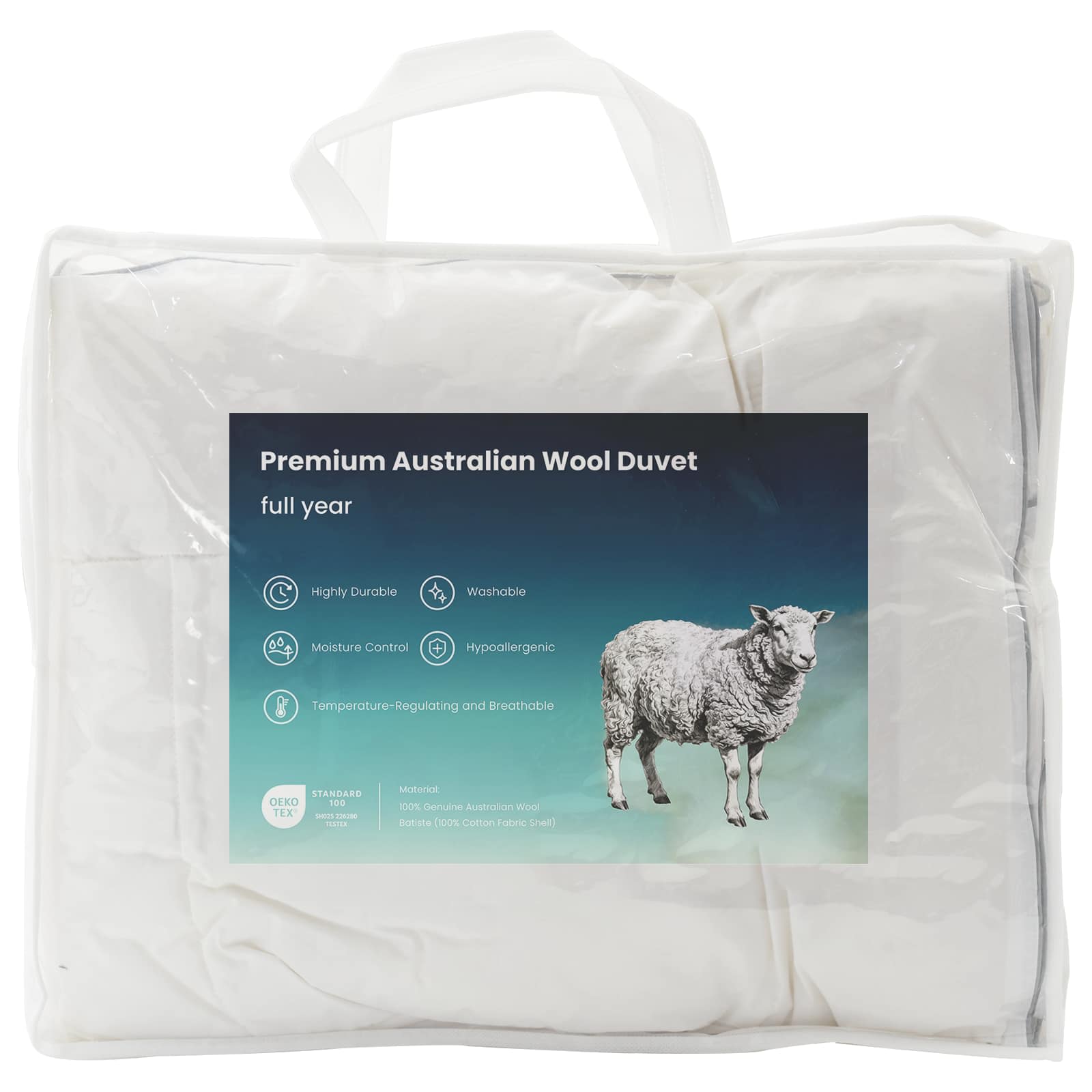 Set di piumone e cuscini 3 pz 155x220 cm Inverno 450 GSM Lana