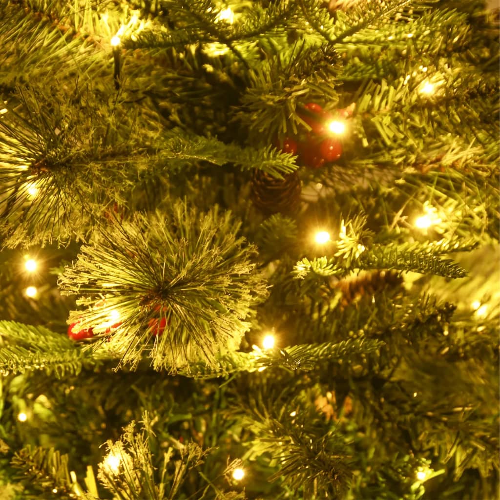 Albero di Natale Preilluminato con Pigne Verde 120 cm PVC e PE