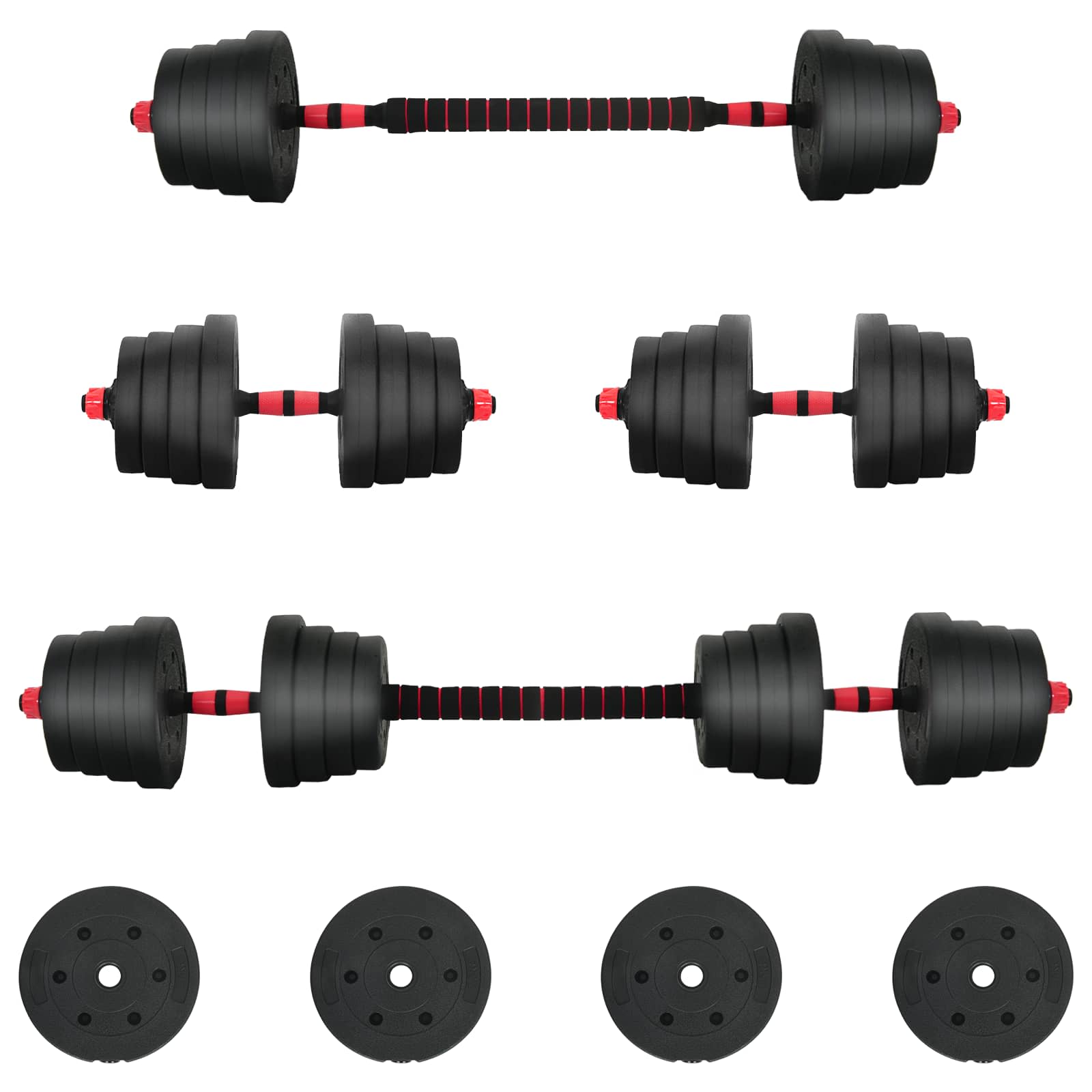 Set di Manubri 2-in-1 40 kg Nero e Rosso