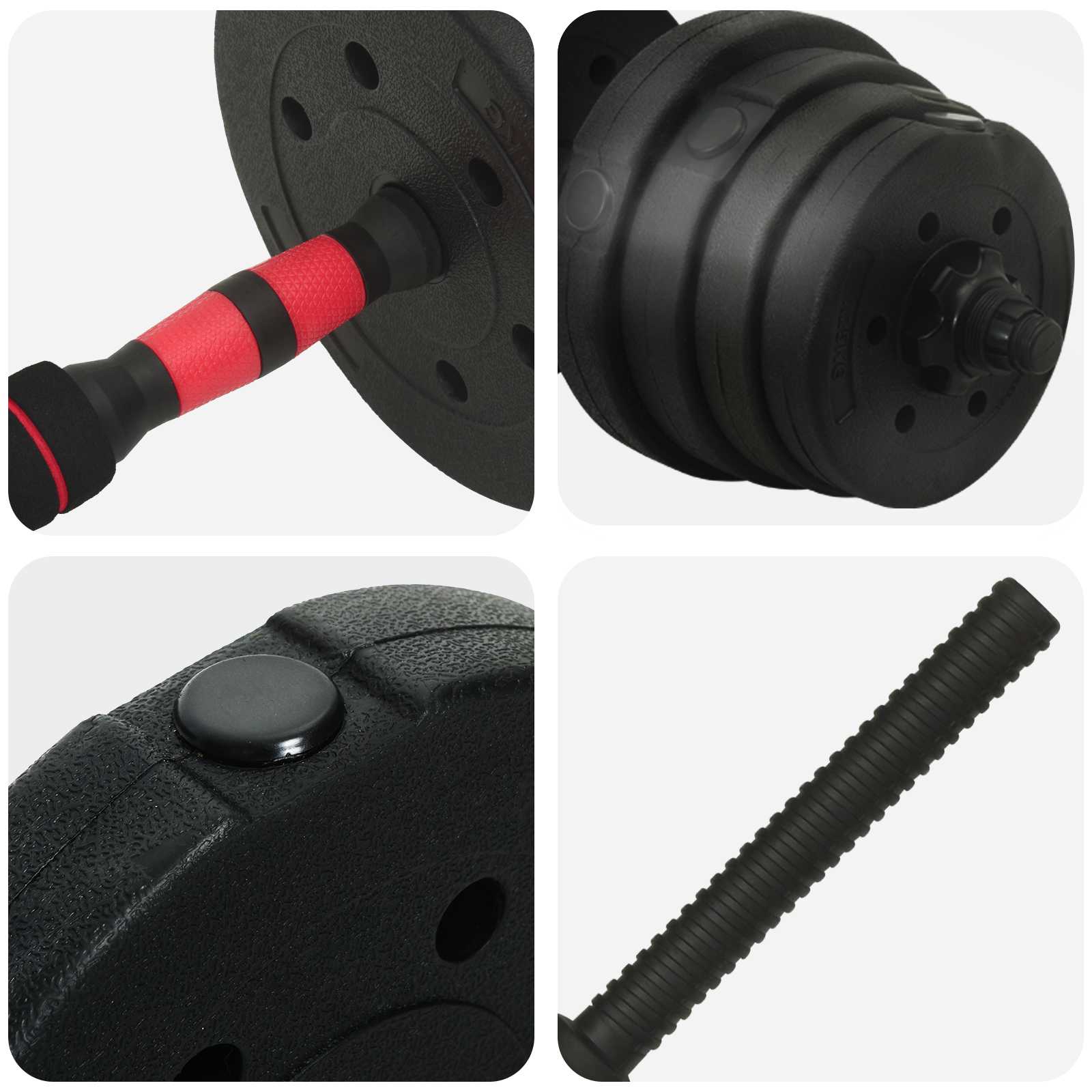 Set di Manubri 2-in-1 40 kg Nero e Rosso
