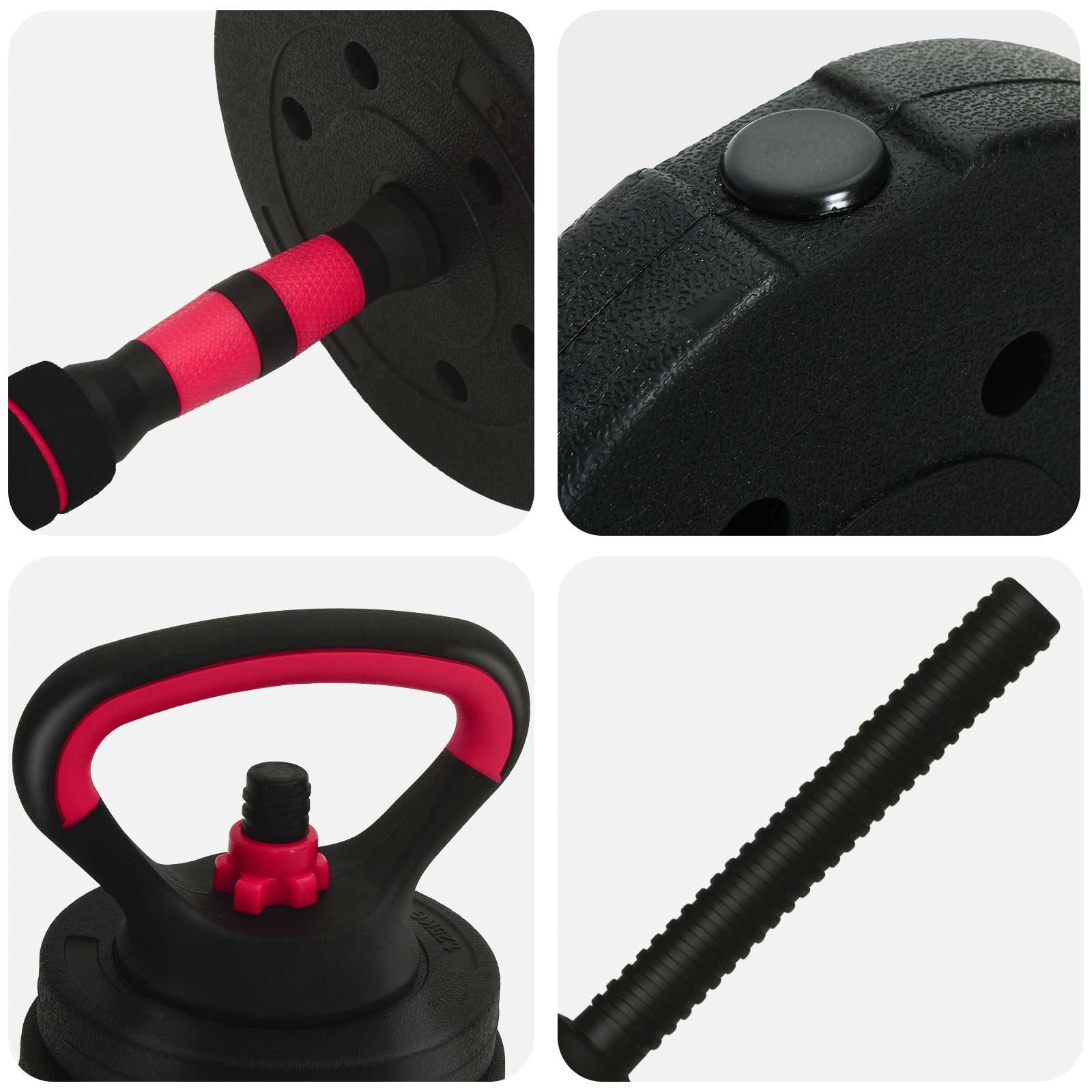 Set di Manubri 4-in-1 40 kg Nero e Rosso
