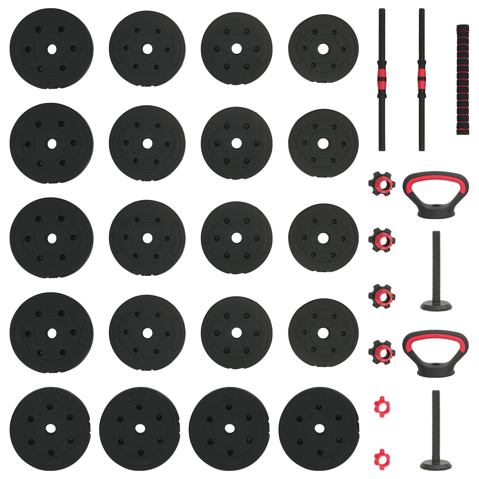 Set di Manubri 4-in-1 40 kg Nero e Rosso