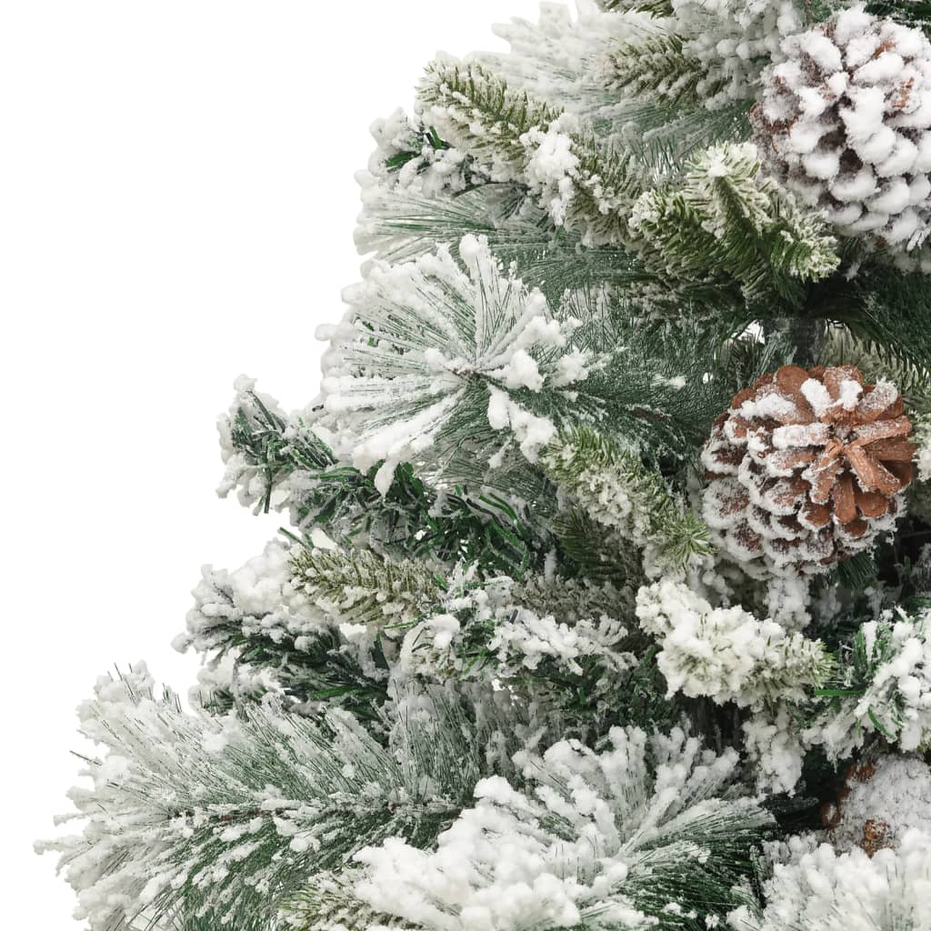 Albero di Natale Innevato Preilluminato Pigne 120cm in PVC e PE