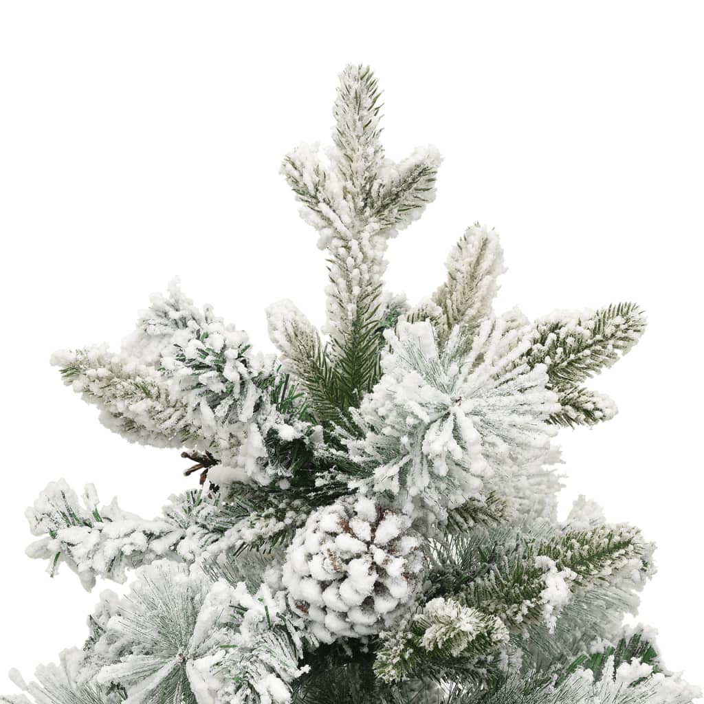 Albero di Natale Innevato Preilluminato Pigne 120cm in PVC e PE
