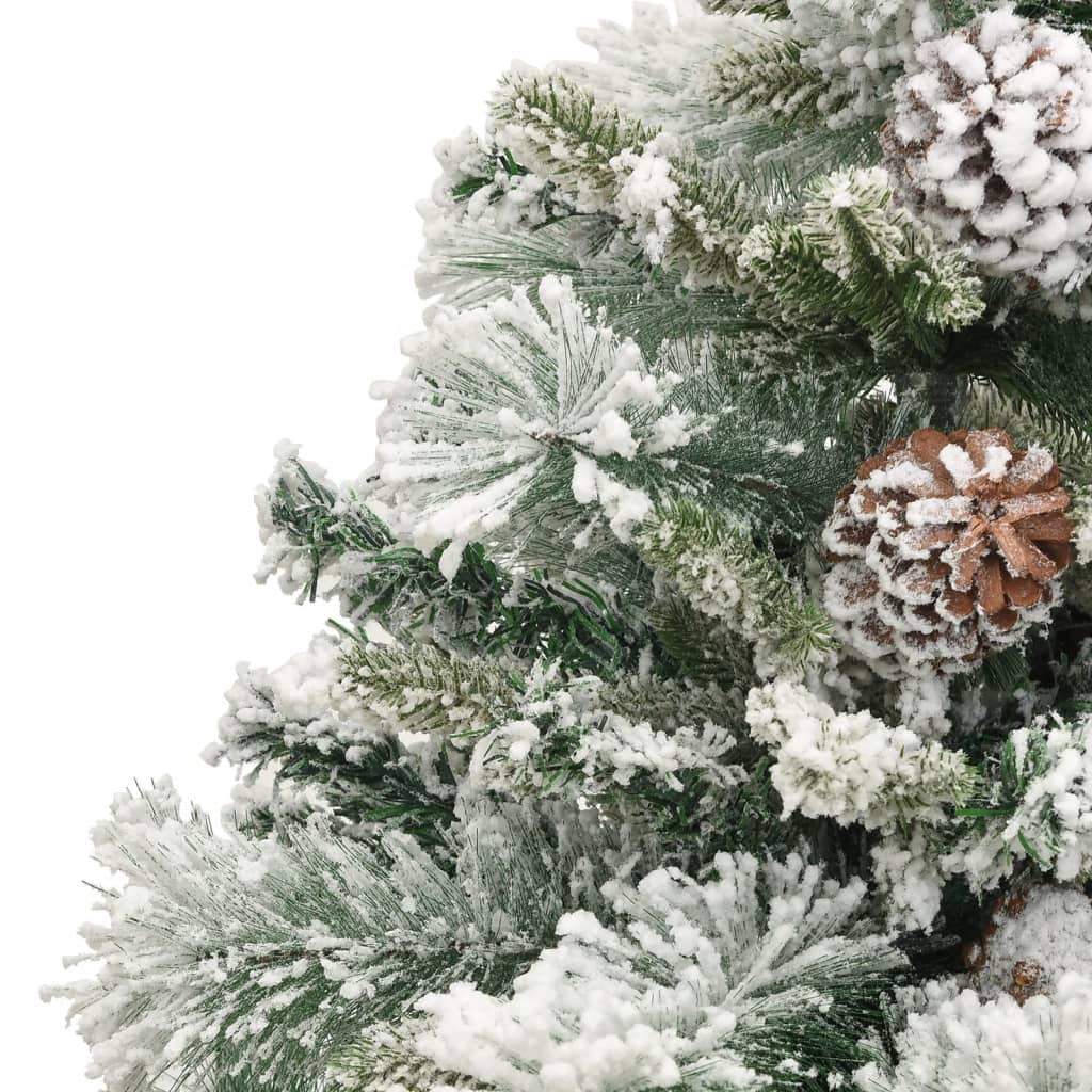 Albero di Natale Innevato Preilluminato Pigne 150cm in PVC e PE