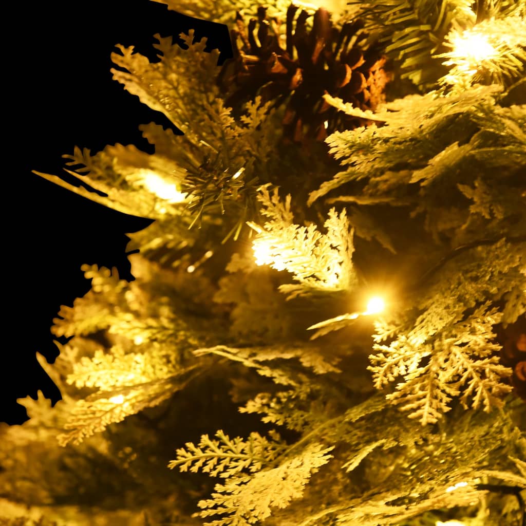 Albero di Natale Preilluminato con Pigne Verde 120 cm PVC e PE