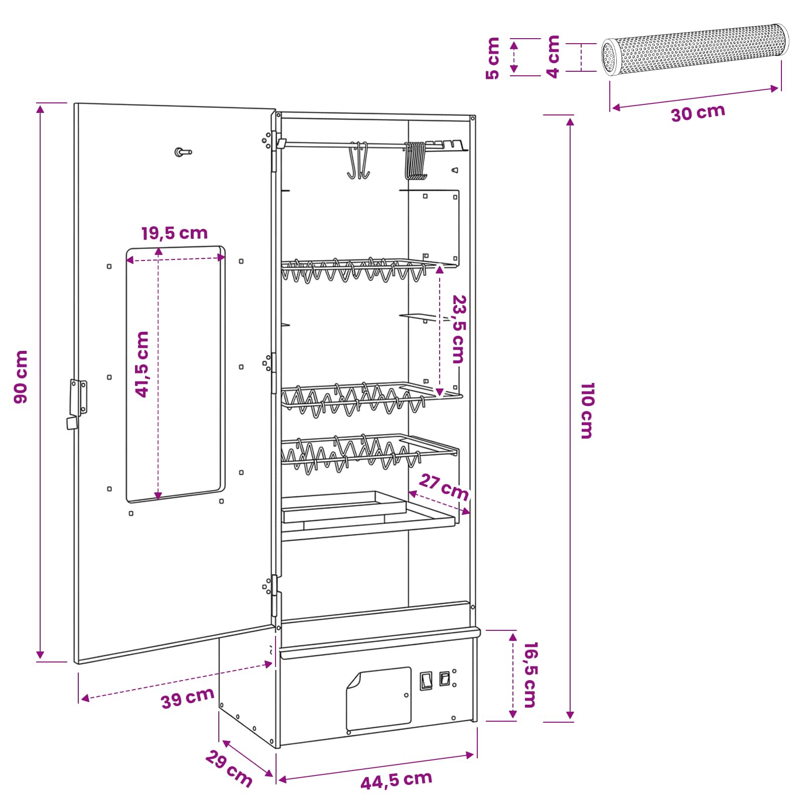 Forno Affumicatore 3 pz 44,5 x 29 x 110 cm Acciaio zincato