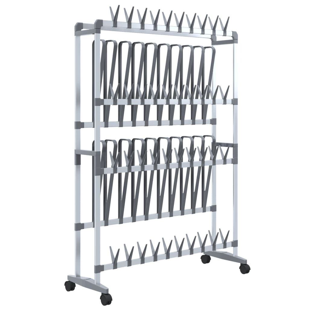 Scarpiera con Ruote Argento 89x27x120 cm