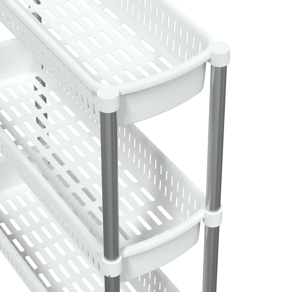 Carrello Portaoggetti a 3 Livelli Argento e Bianco in Alluminio