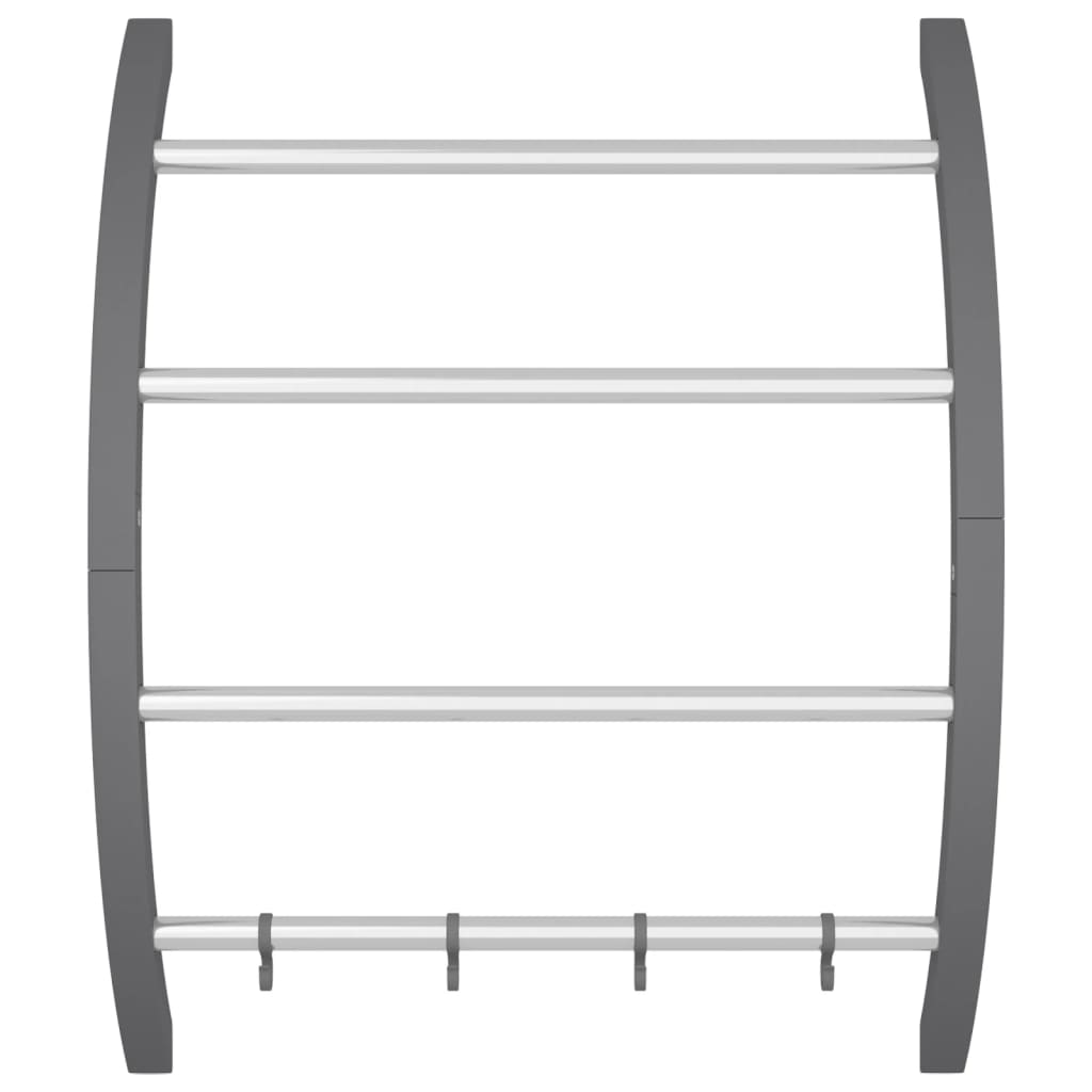 Portasciugamani con Ganci Argento 56x16x72 cm Alluminio