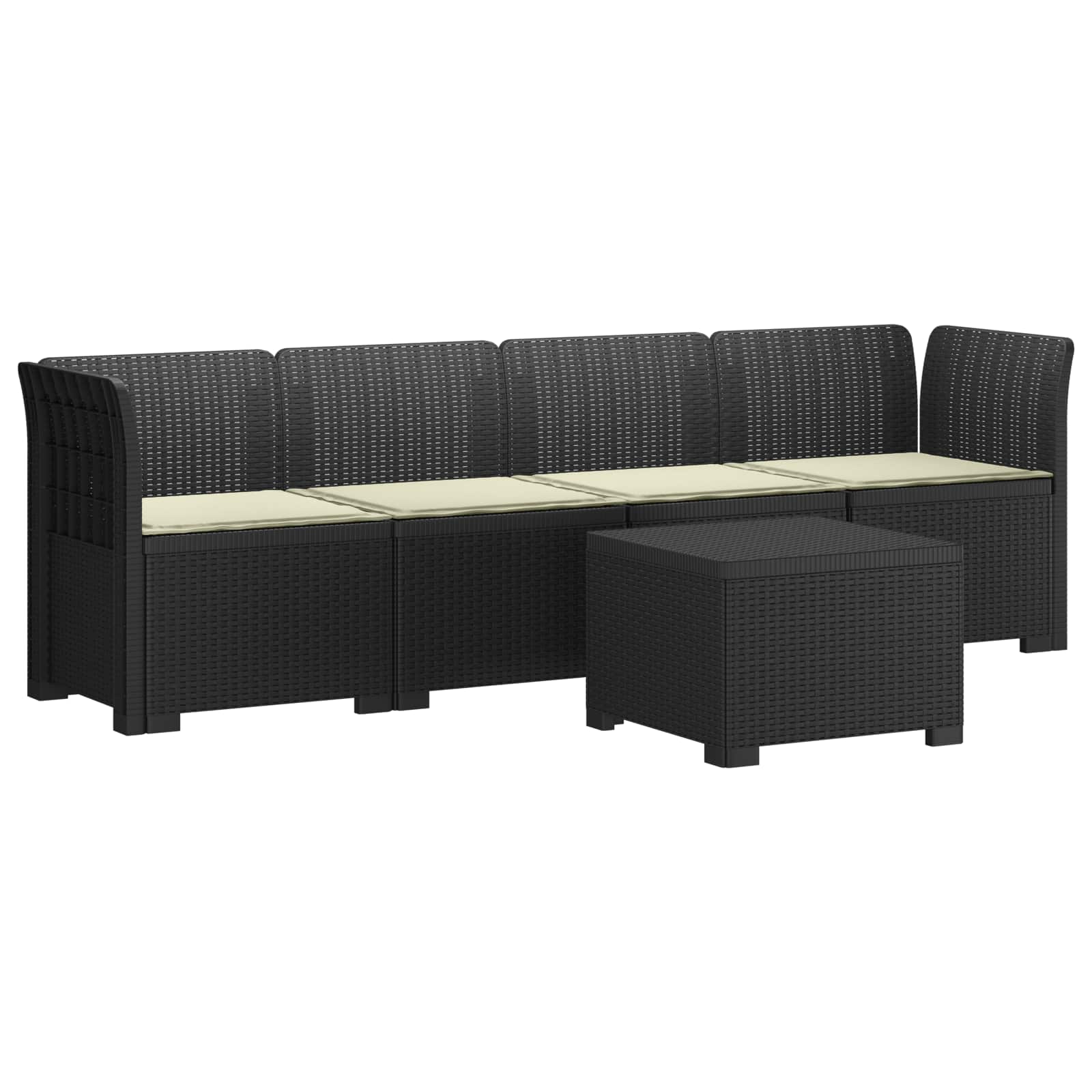 Divano da Giardino a 4 Posti con Cuscini in Stile Rattan PP