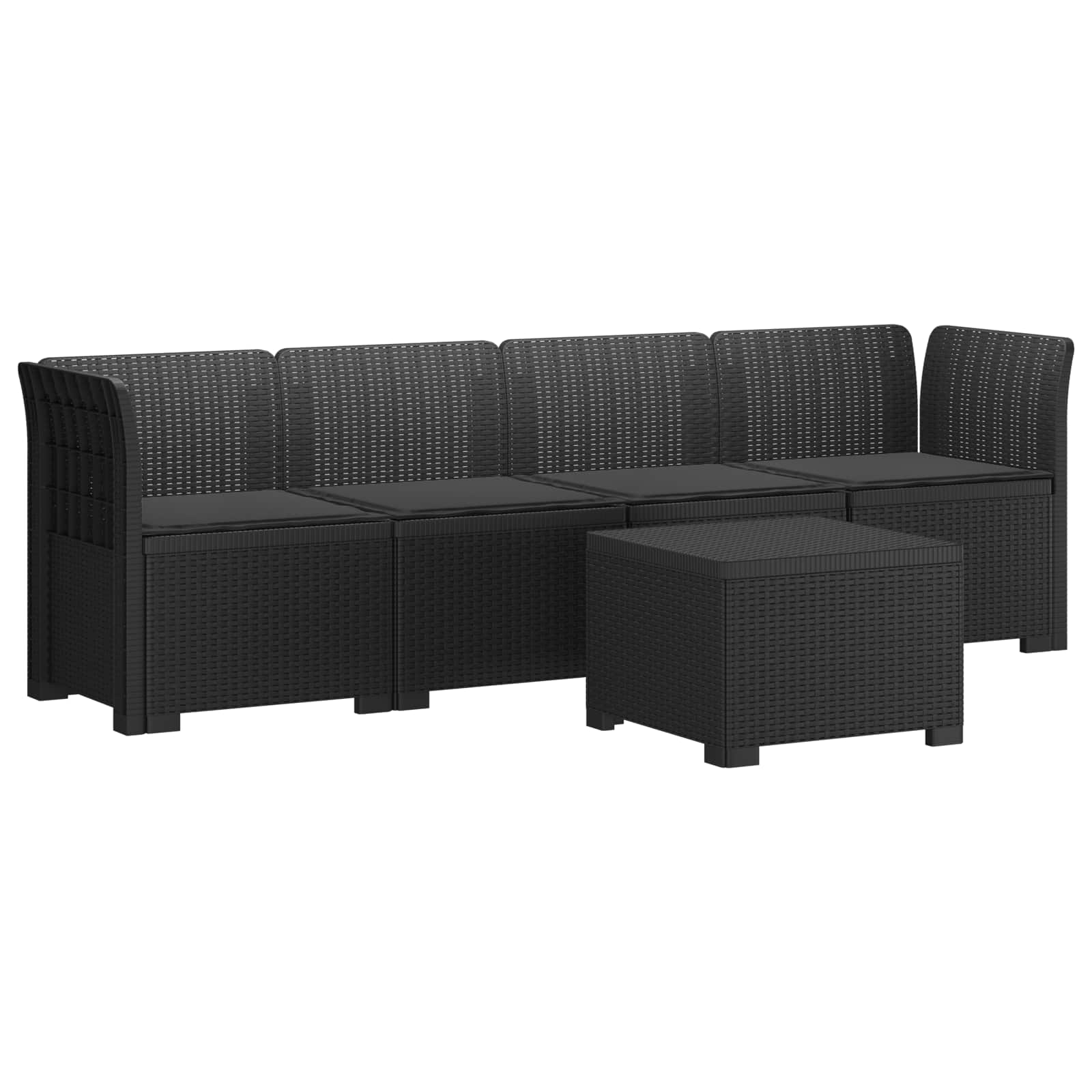 Divano da Giardino a 4 Posti con Cuscini in Stile Rattan PP