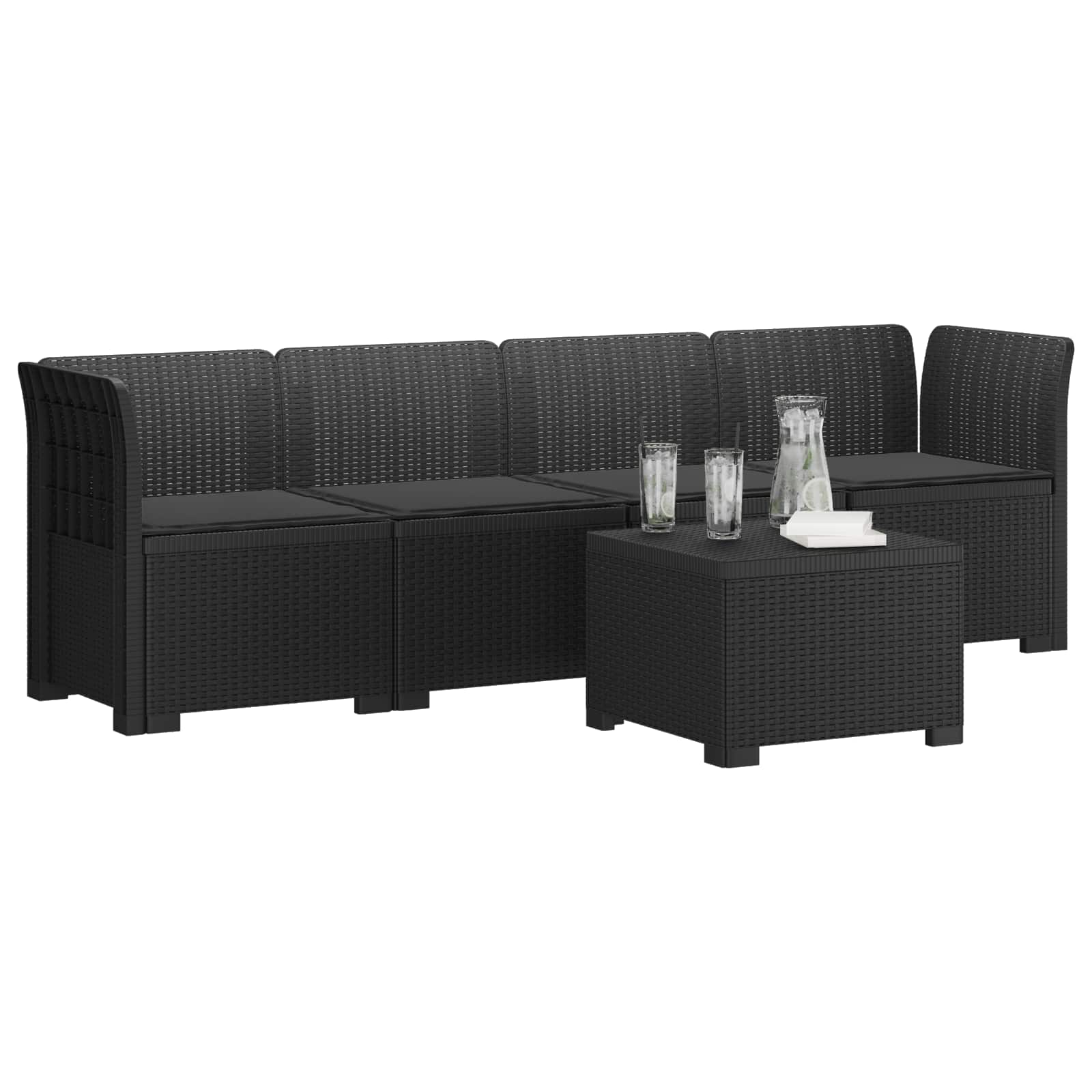 Divano da Giardino a 4 Posti con Cuscini in Stile Rattan PP