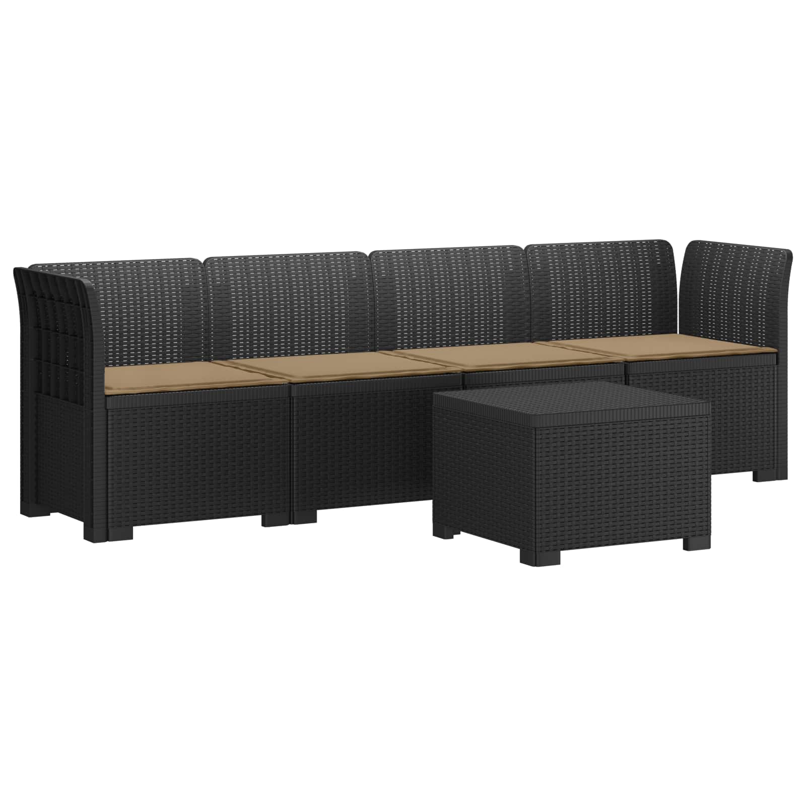 Divano da Giardino a 4 Posti con Cuscini in Stile Rattan PP