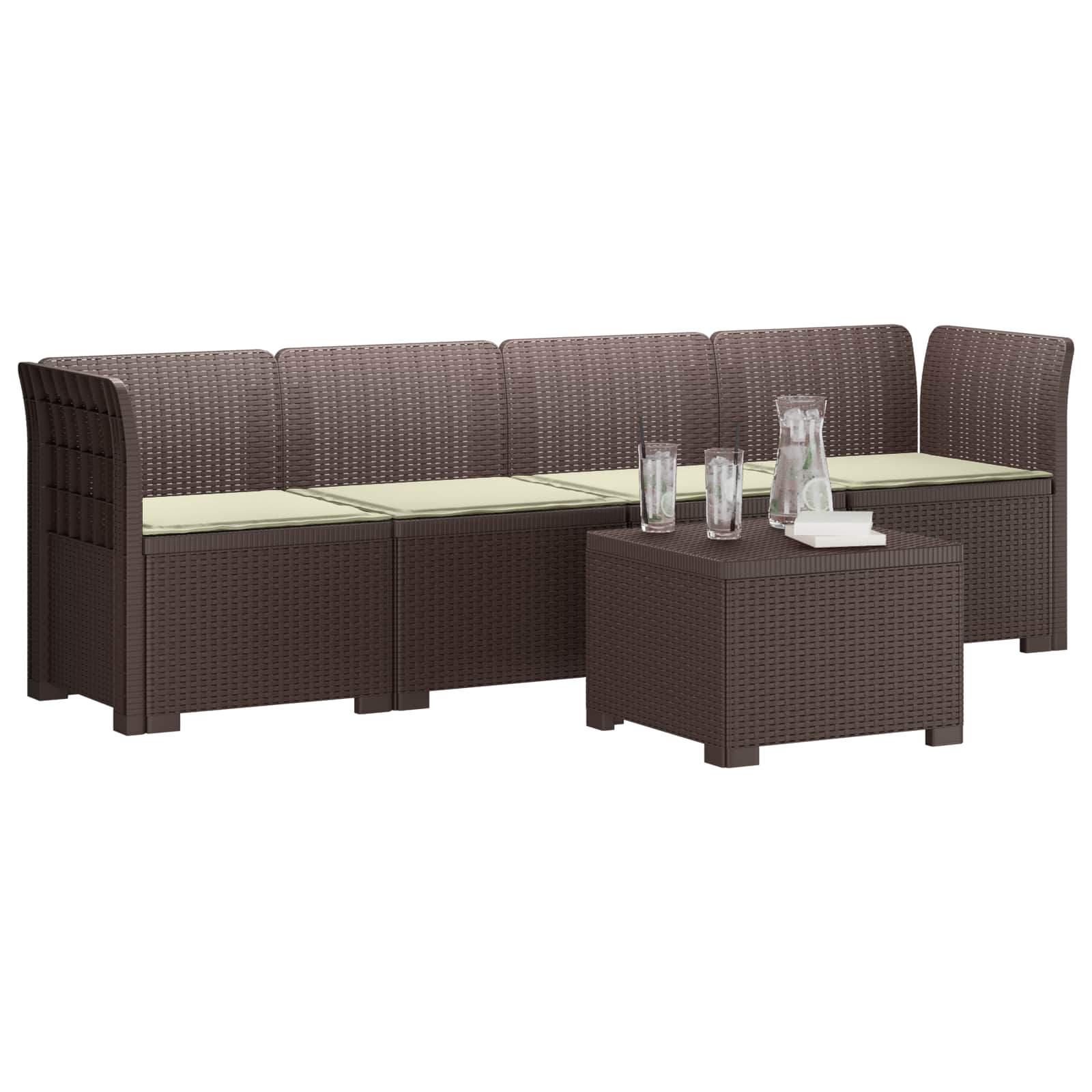 Divano da Giardino a 4 Posti con Cuscini in Stile Rattan PP