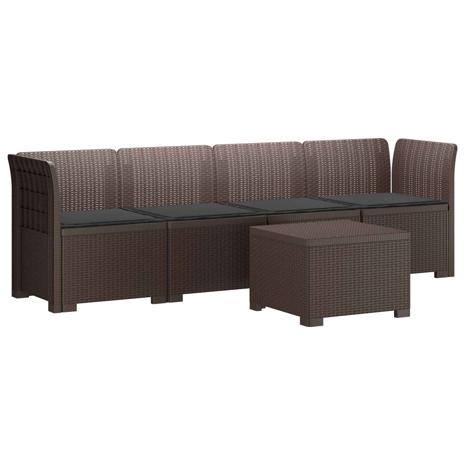 Divano da Giardino a 4 Posti con Cuscini in Stile Rattan PP