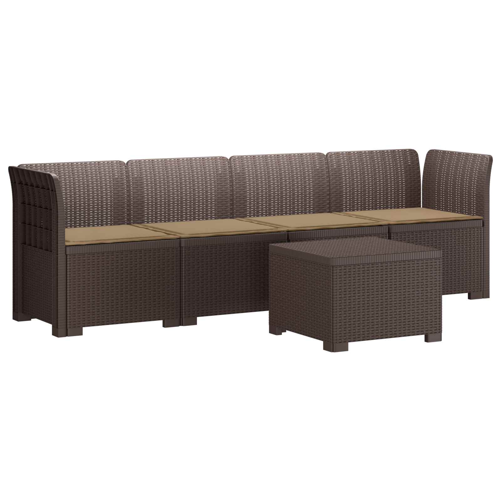 Divano da Giardino a 4 Posti con Cuscini in Stile Rattan PP