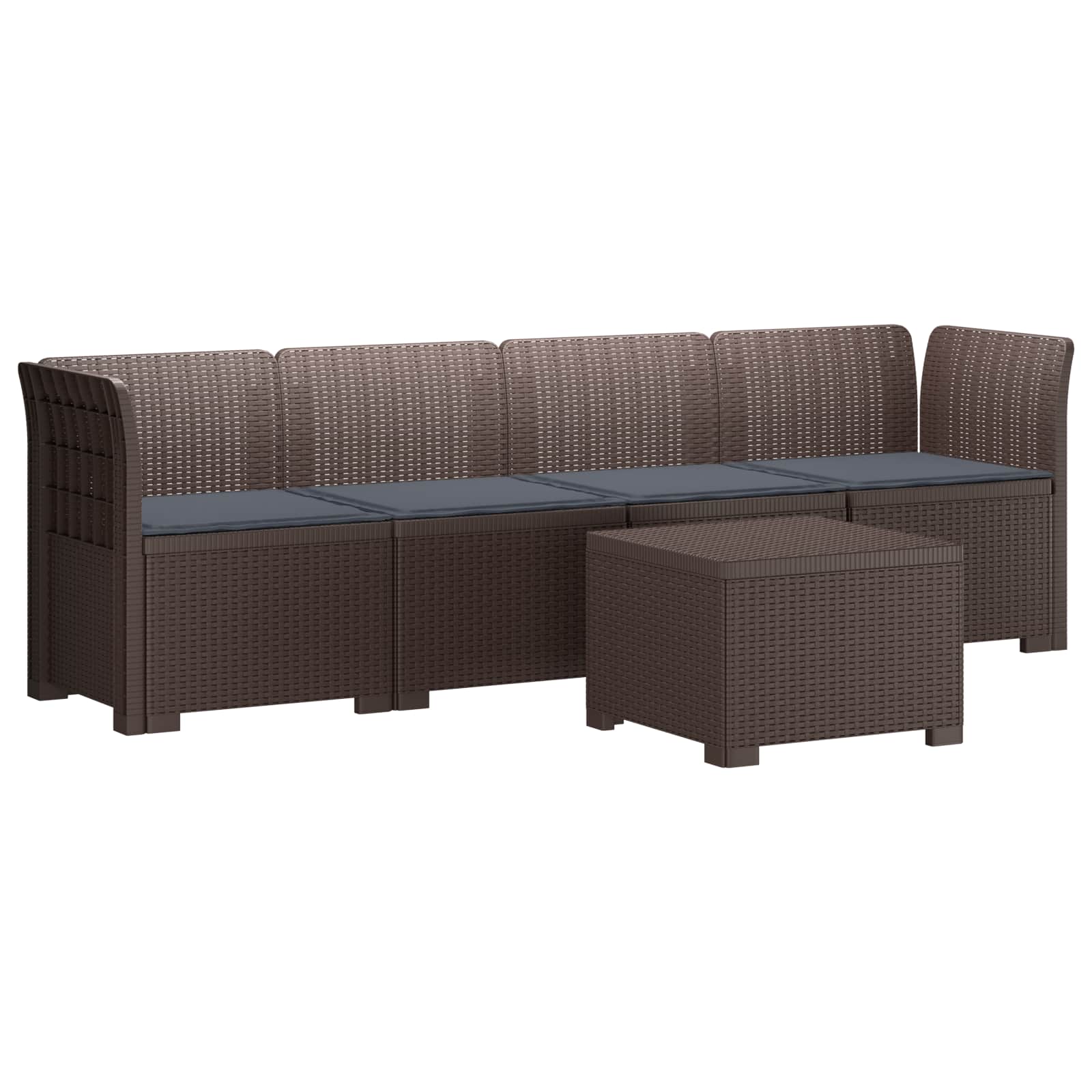 Divano da Giardino a 4 Posti con Cuscini in Stile Rattan PP