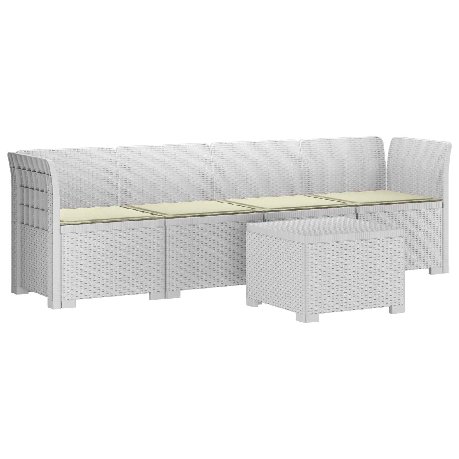Divano da Giardino a 4 Posti con Cuscini in Stile Rattan PP