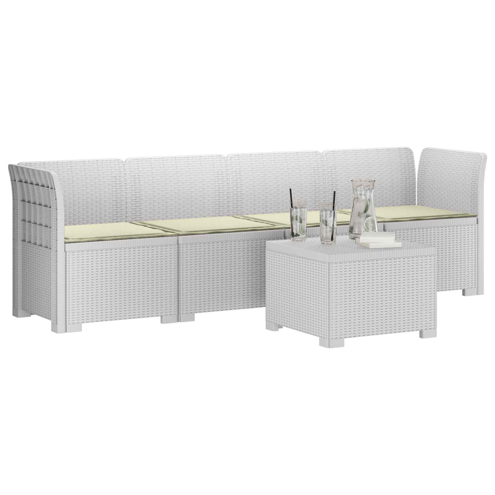 Divano da Giardino a 4 Posti con Cuscini in Stile Rattan PP