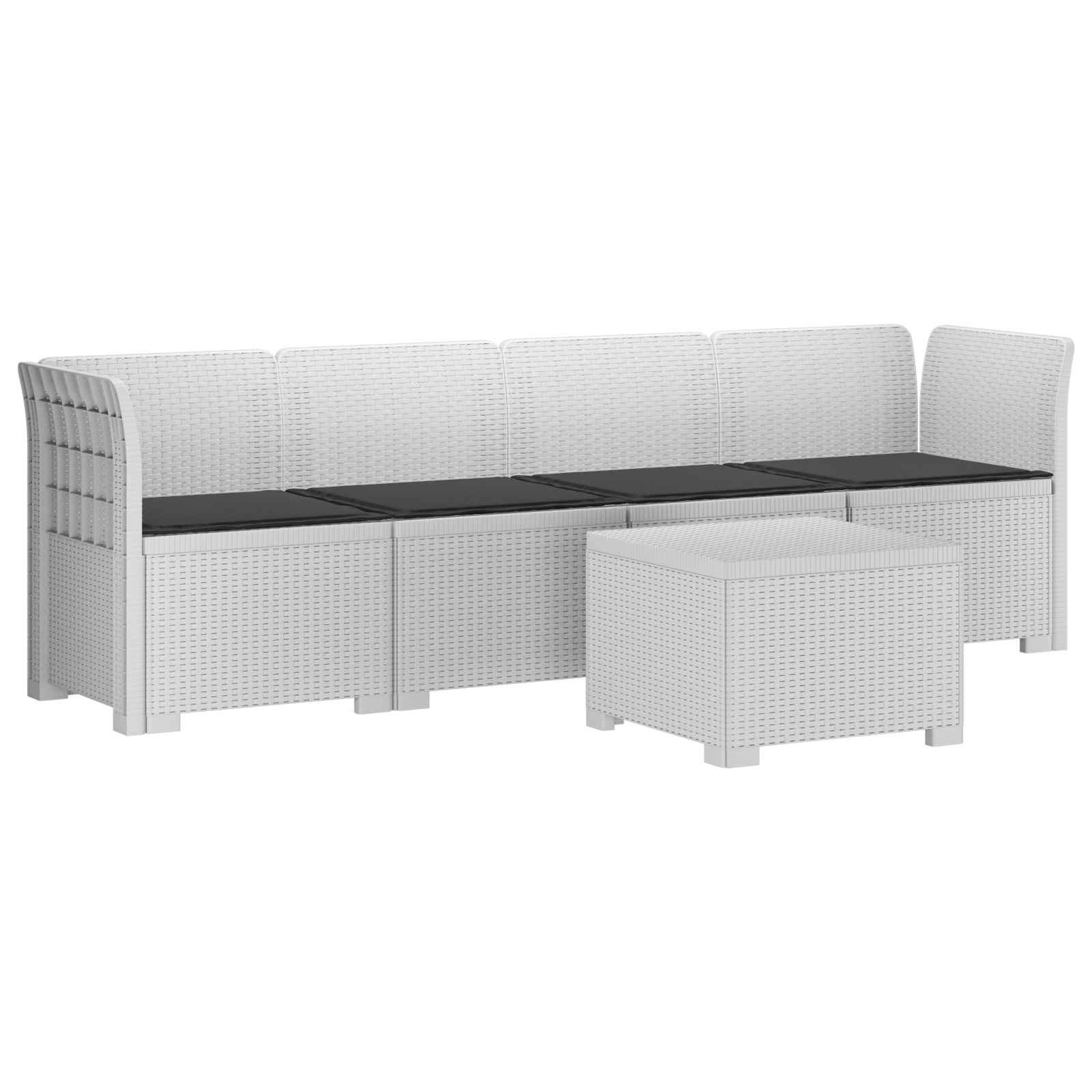 Divano da Giardino a 4 Posti con Cuscini in Stile Rattan PP