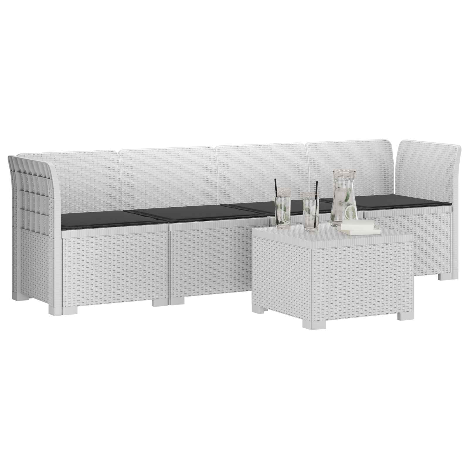 Divano da Giardino a 4 Posti con Cuscini in Stile Rattan PP