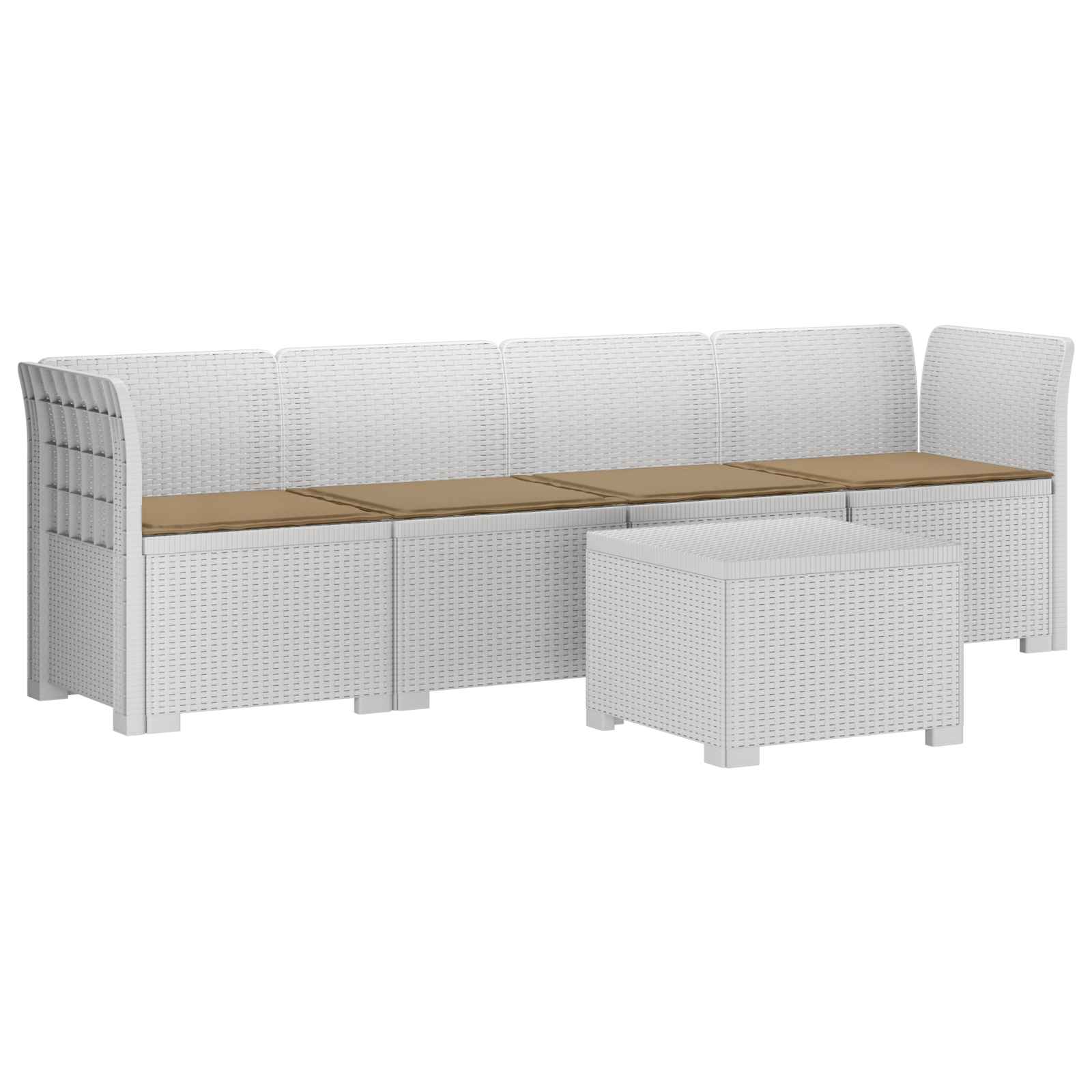 Divano da Giardino a 4 Posti con Cuscini in Stile Rattan PP