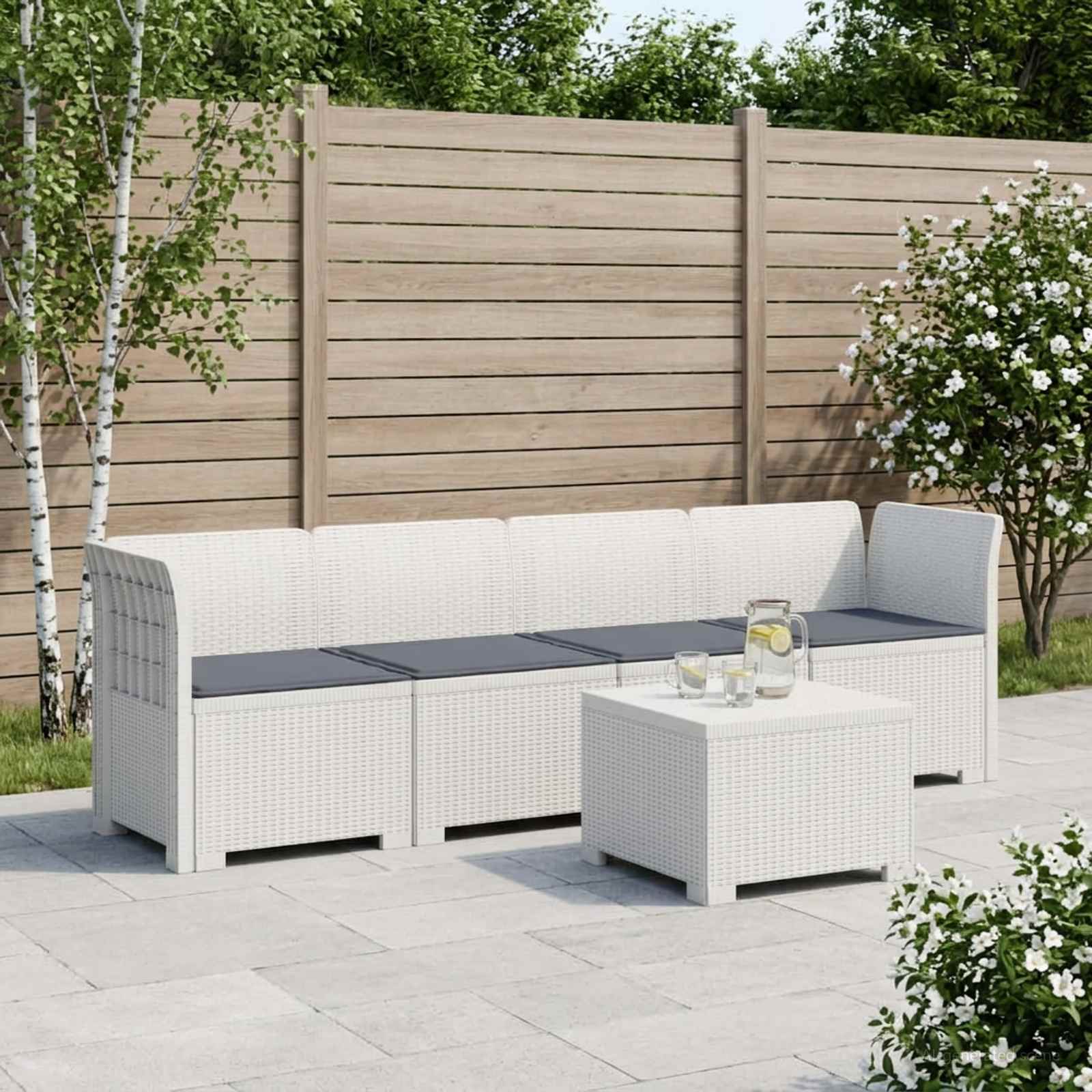 Divano da Giardino a 4 Posti con Cuscini in Stile Rattan PP