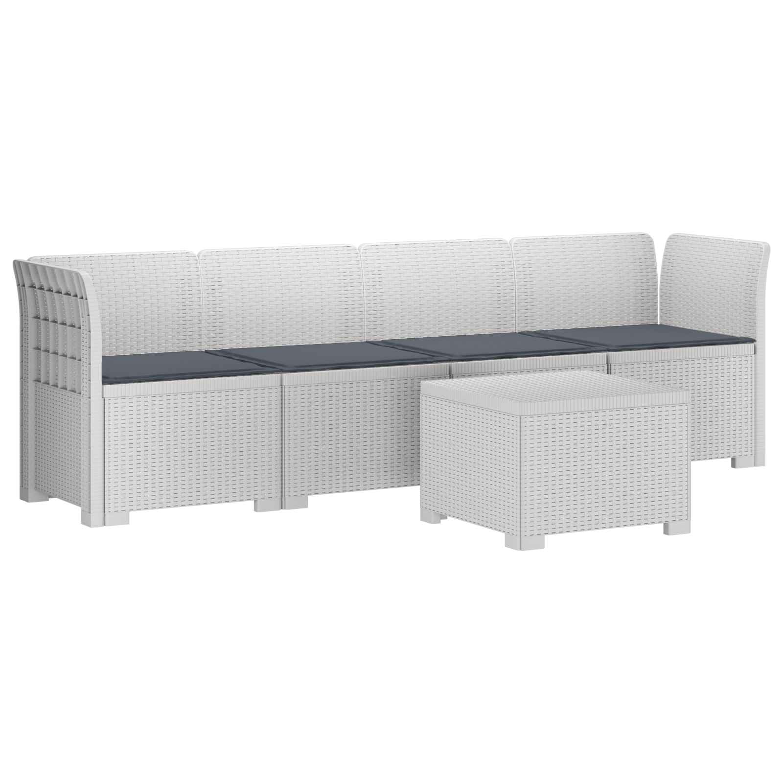 Divano da Giardino a 4 Posti con Cuscini in Stile Rattan PP