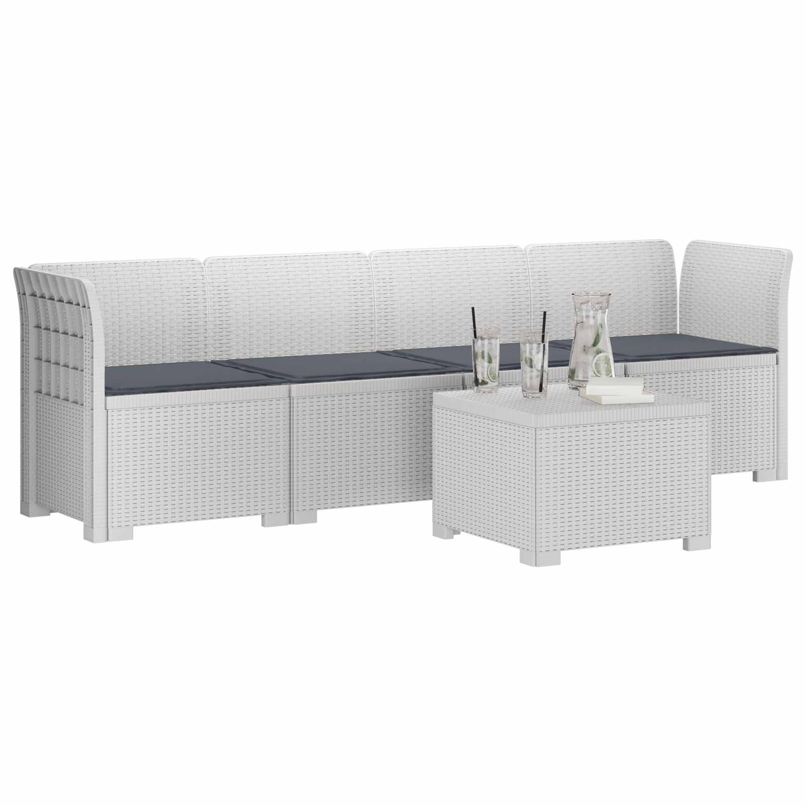 Divano da Giardino a 4 Posti con Cuscini in Stile Rattan PP