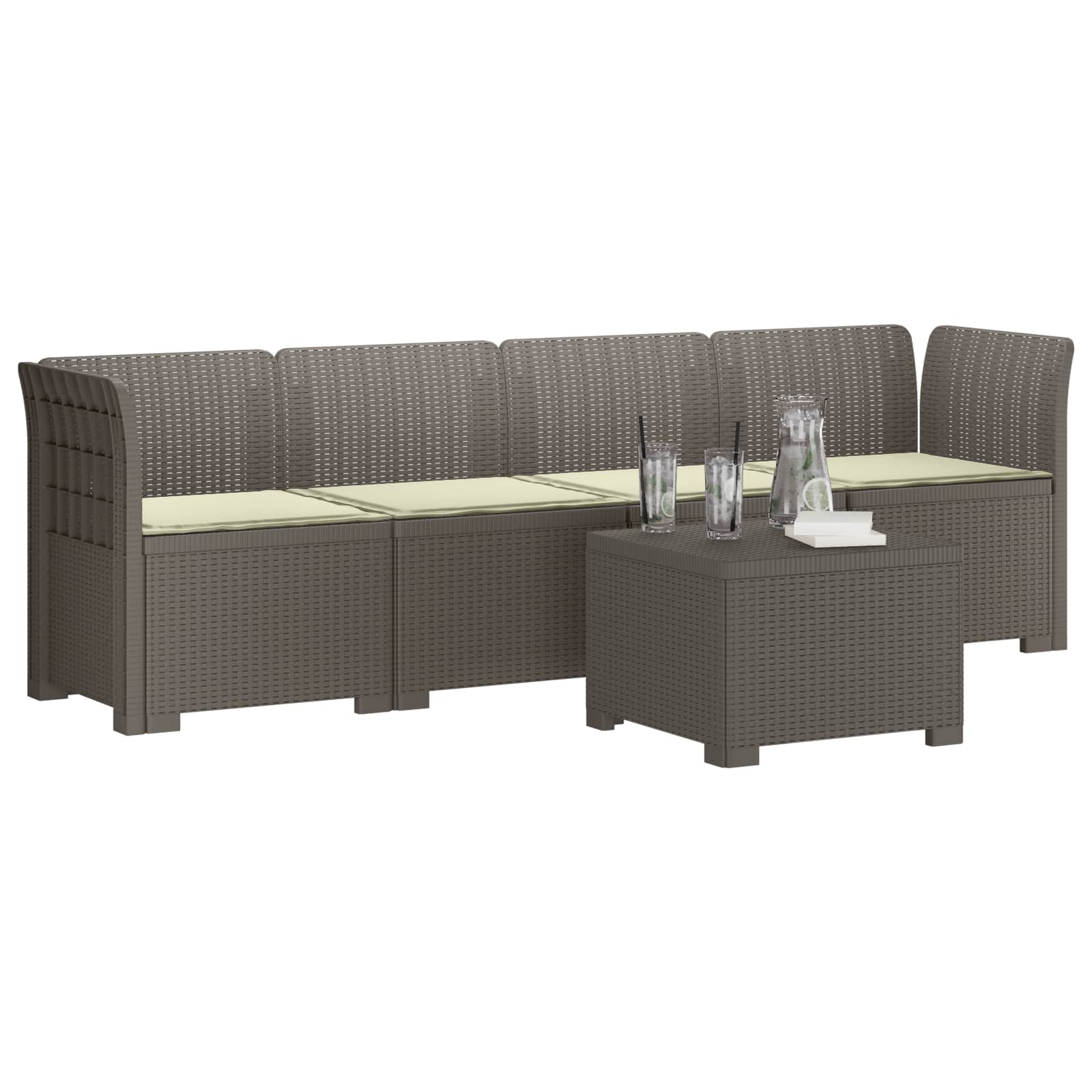 Divano da Giardino a 4 Posti con Cuscini in Stile Rattan PP