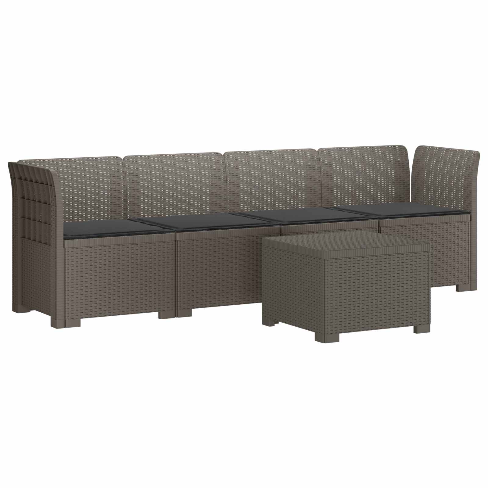 Divano da Giardino a 4 Posti con Cuscini in Stile Rattan PP