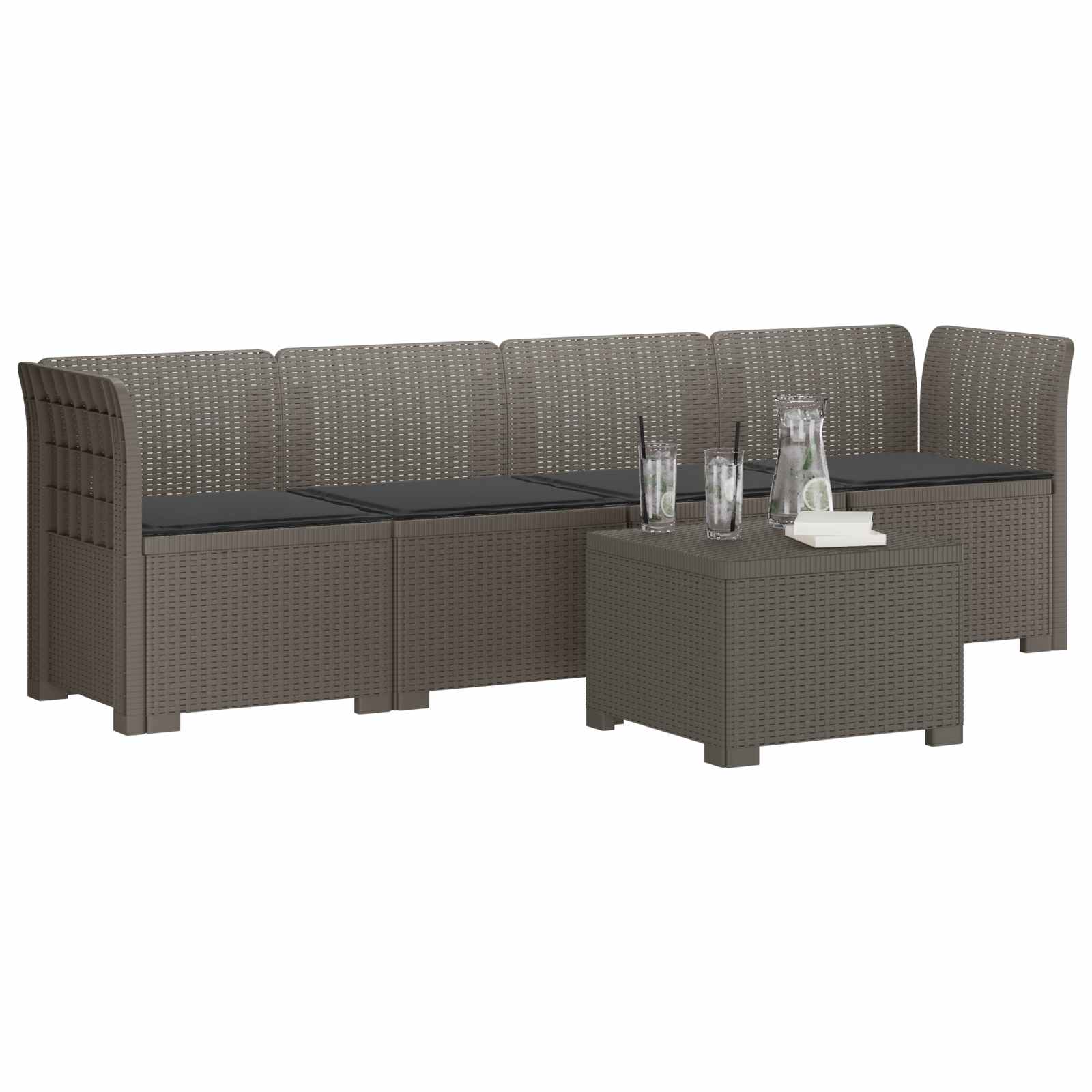 Divano da Giardino a 4 Posti con Cuscini in Stile Rattan PP