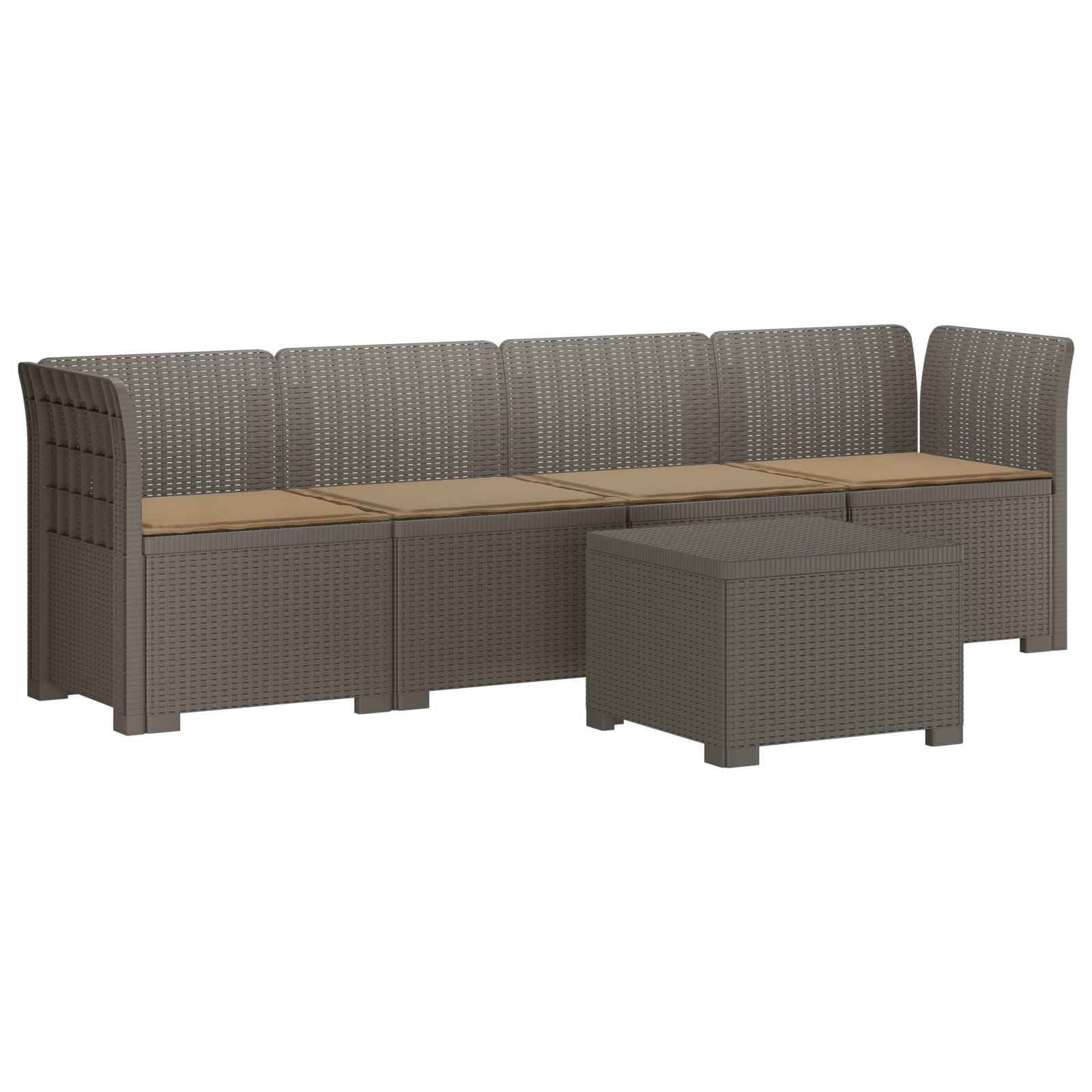 Divano da Giardino a 4 Posti con Cuscini in Stile Rattan PP
