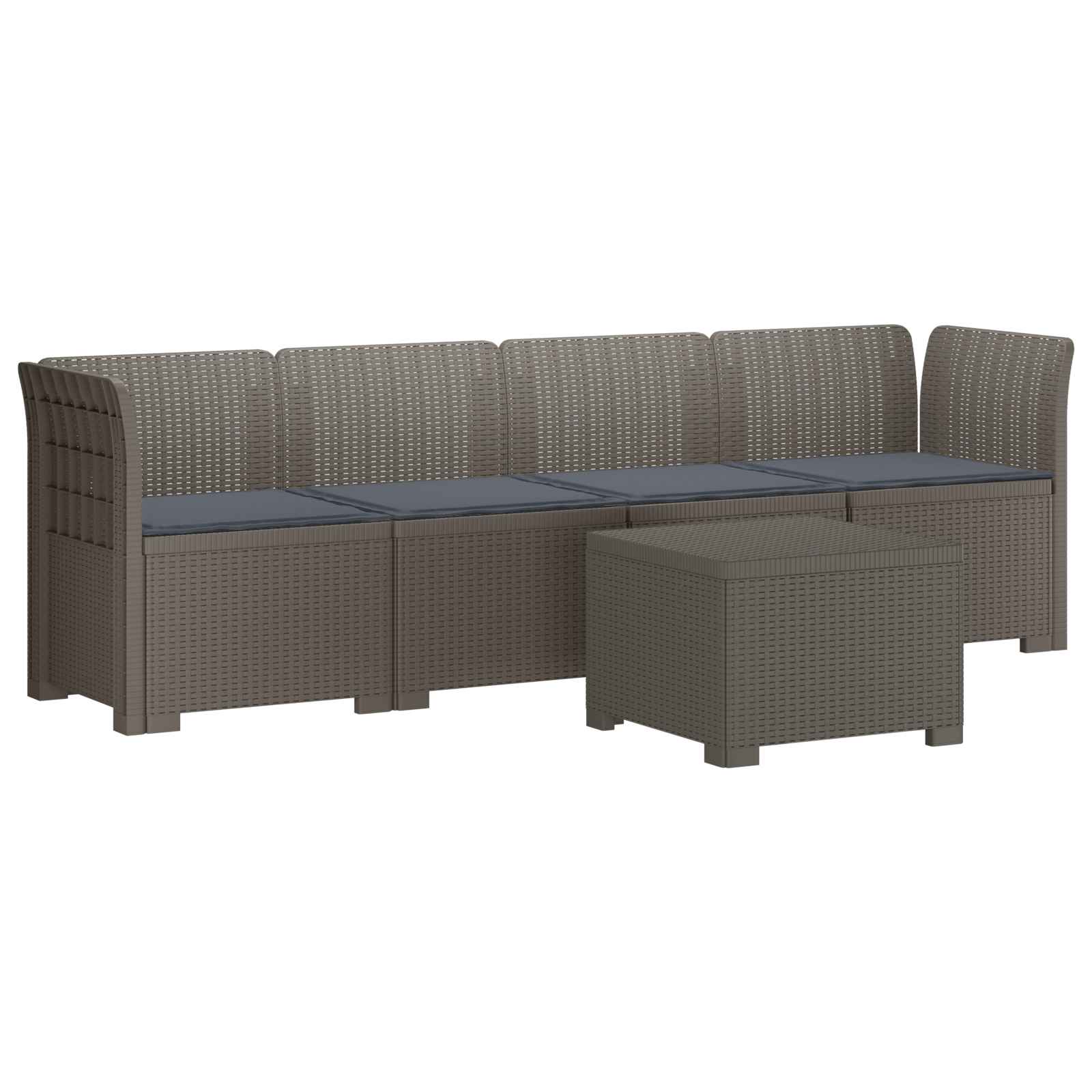 Divano da Giardino a 4 Posti con Cuscini in Stile Rattan PP